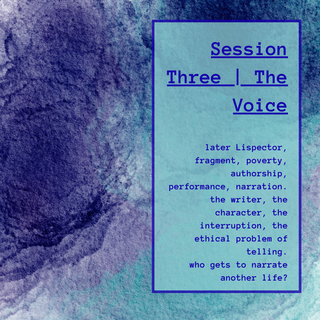 body of work #1 | Clarice Lispector: the self, the thing, the voice