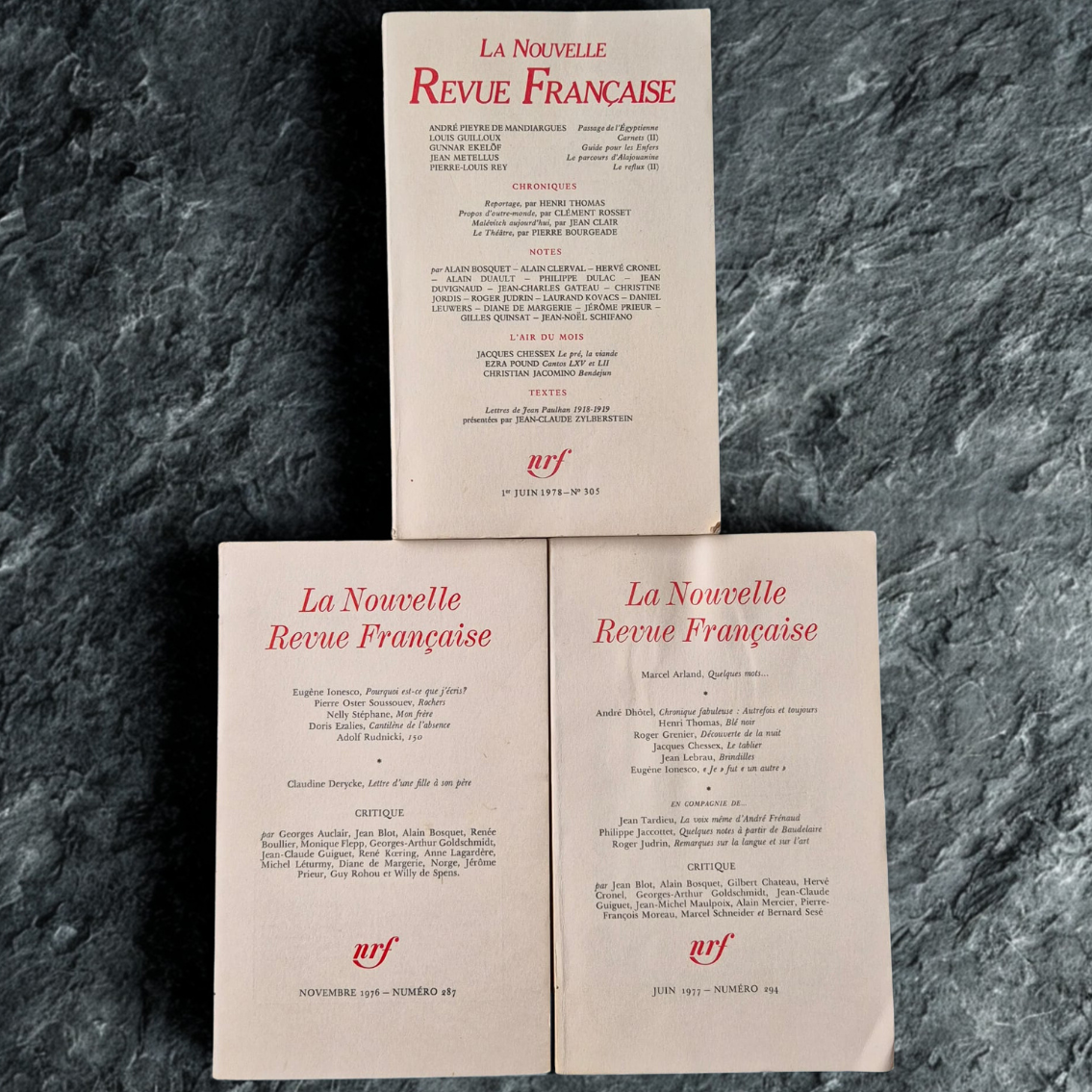 'La Nouvelle Revue Française: 1976, 1977, 1978' by Various Authors (French)