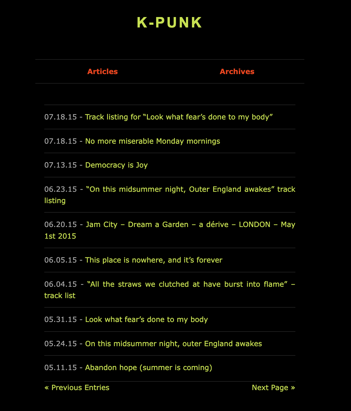 how to read k-punk: sex, cyberculture and theory in the blog of Mark Fisher