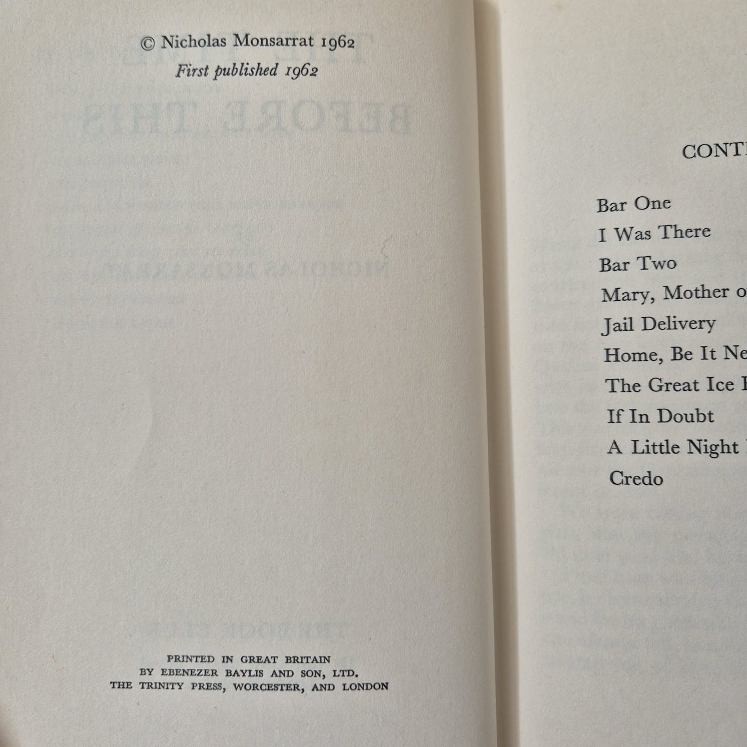 'the time before this' by Nicholas Monsarrat