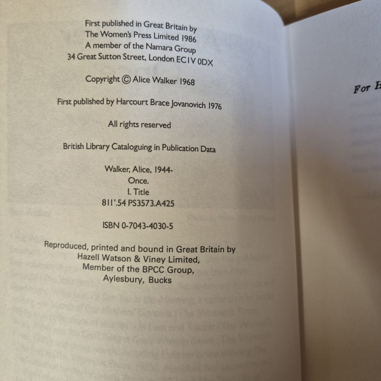 'Once' by Alice Walker