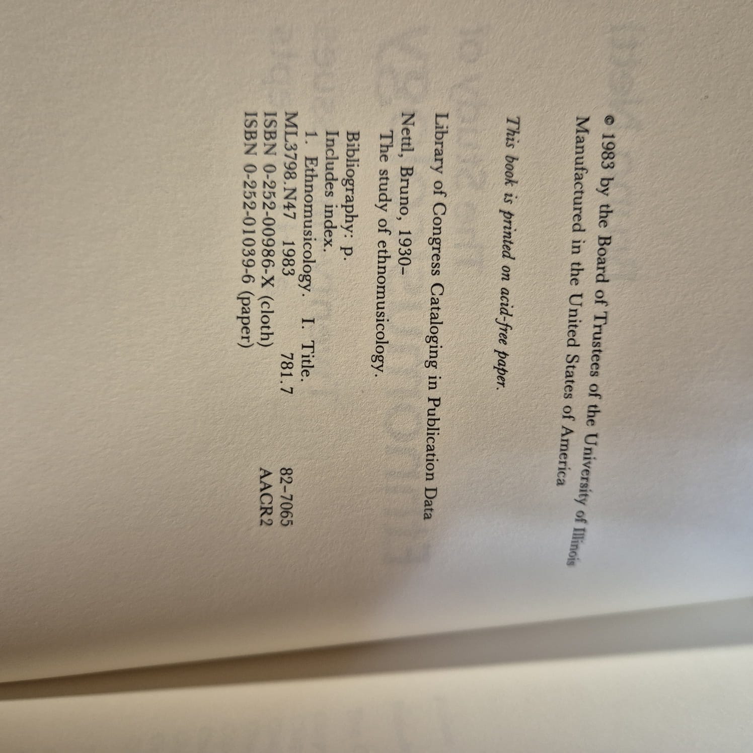 'The Study of Ethnomusicology' by Bruno Nettl