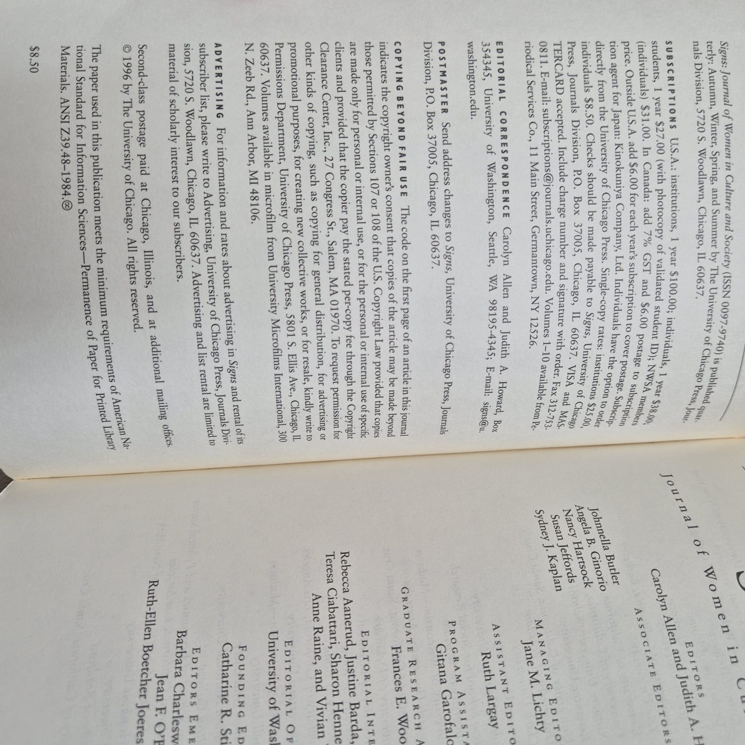 'Signs. Feminist Theory and Practice' by Various Authors