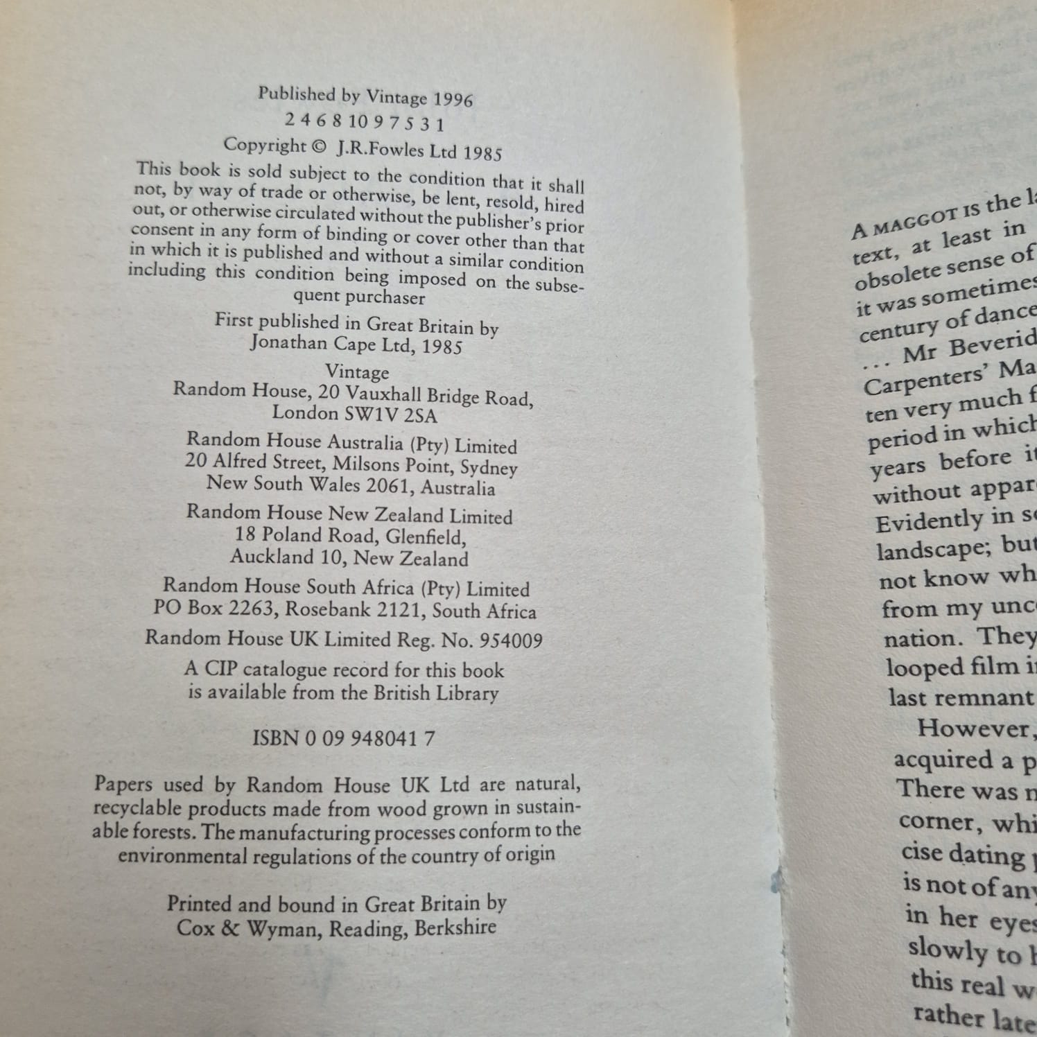 'A Maggot' by John Fowles