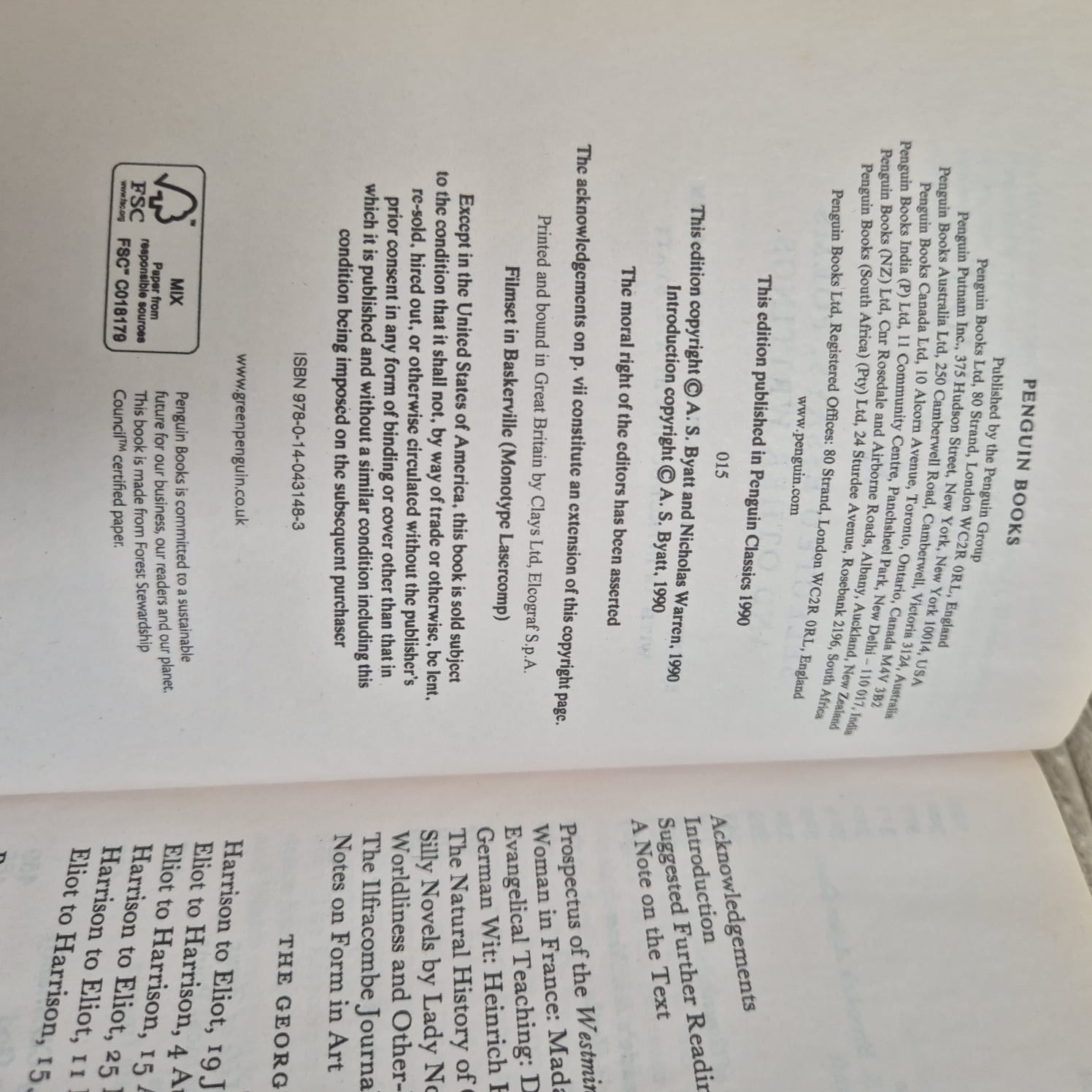 'Selected Essays, Poems and Other Writings' by George Eliot