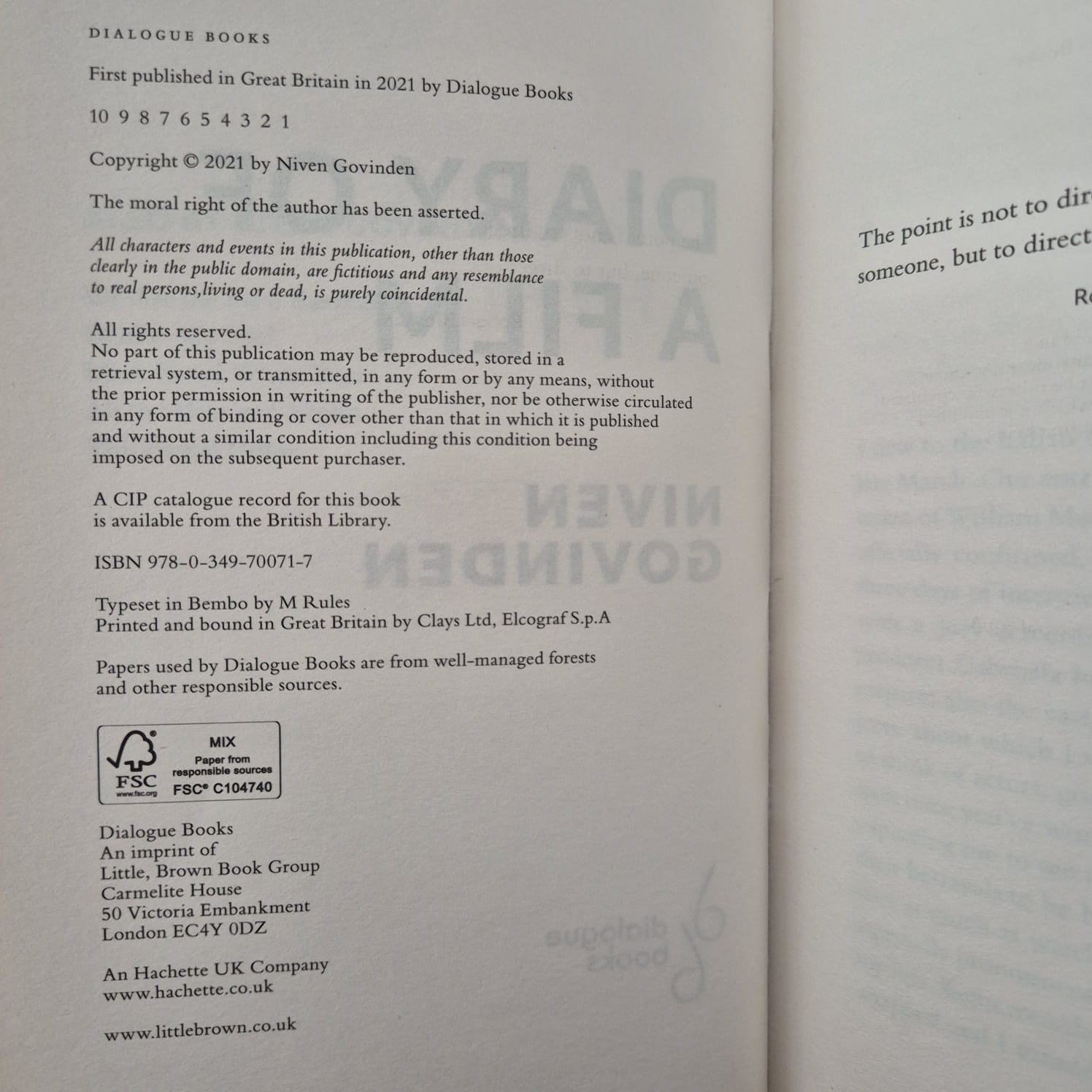 'Diary of a Film' by Niven Govinder