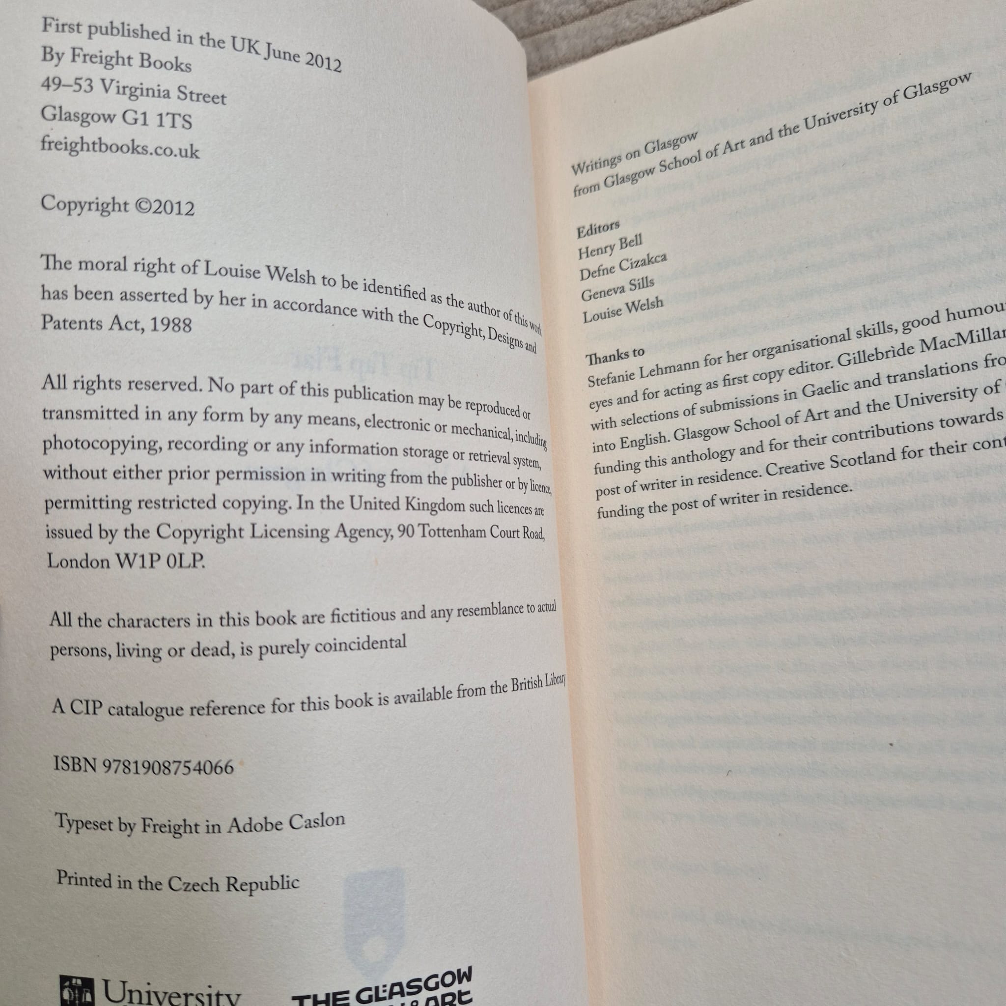 'Tip Tap Flat: A View of Glasgow. An Anthology of New Scottish Writing' edited by Alan Bissett