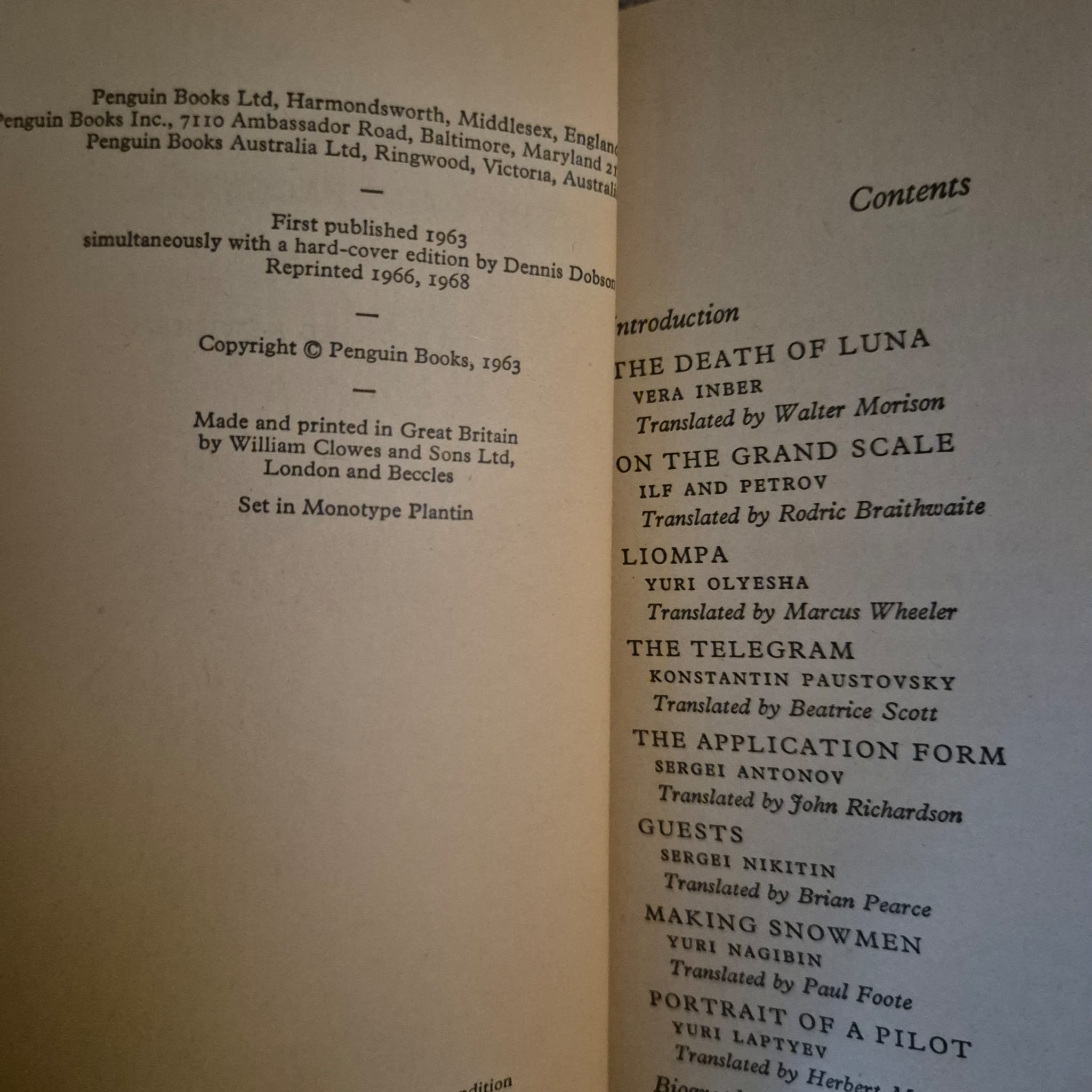 'Soviet Short Stories' compiled by Penguin, various authors