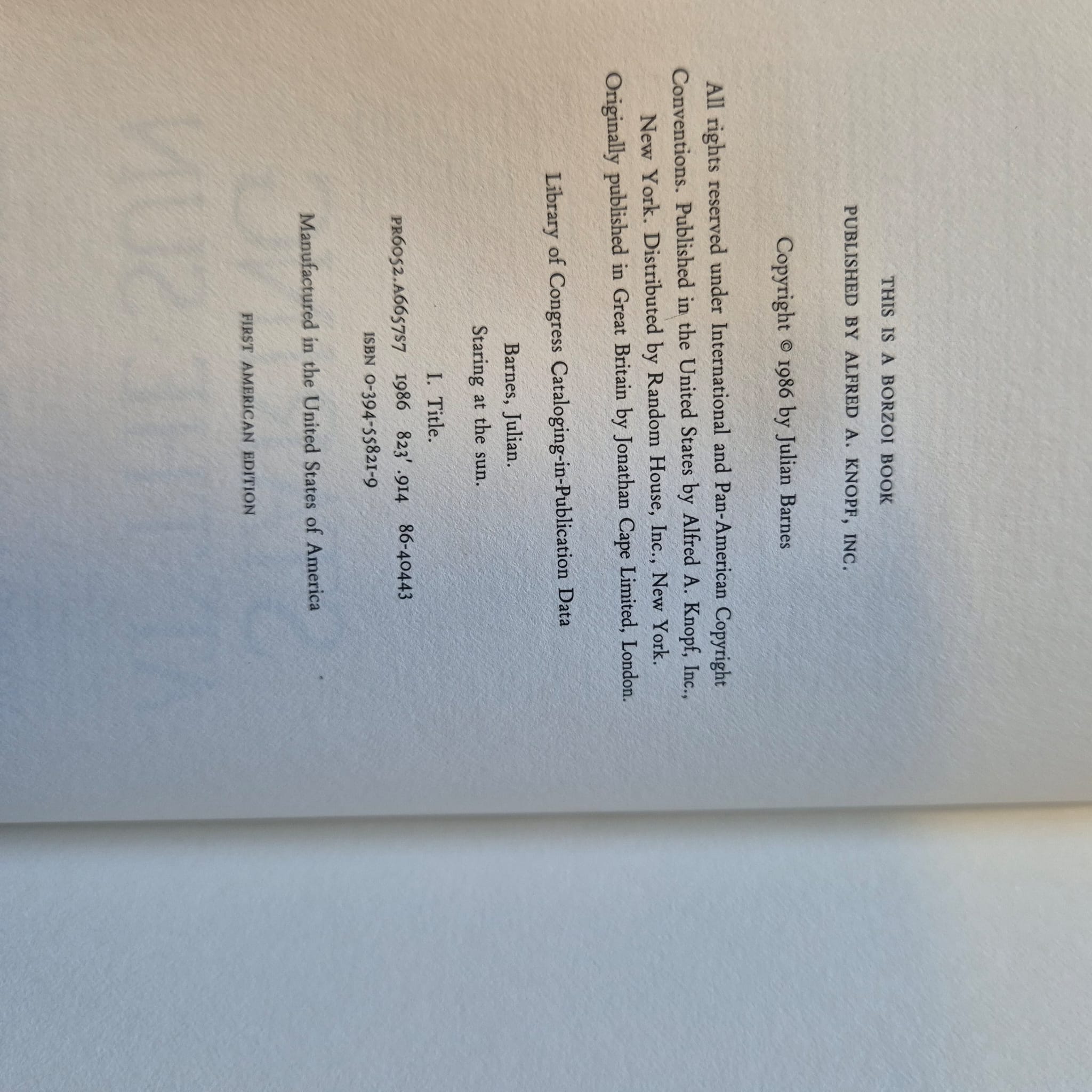 'Staring at the Sun' by Julian Barnes