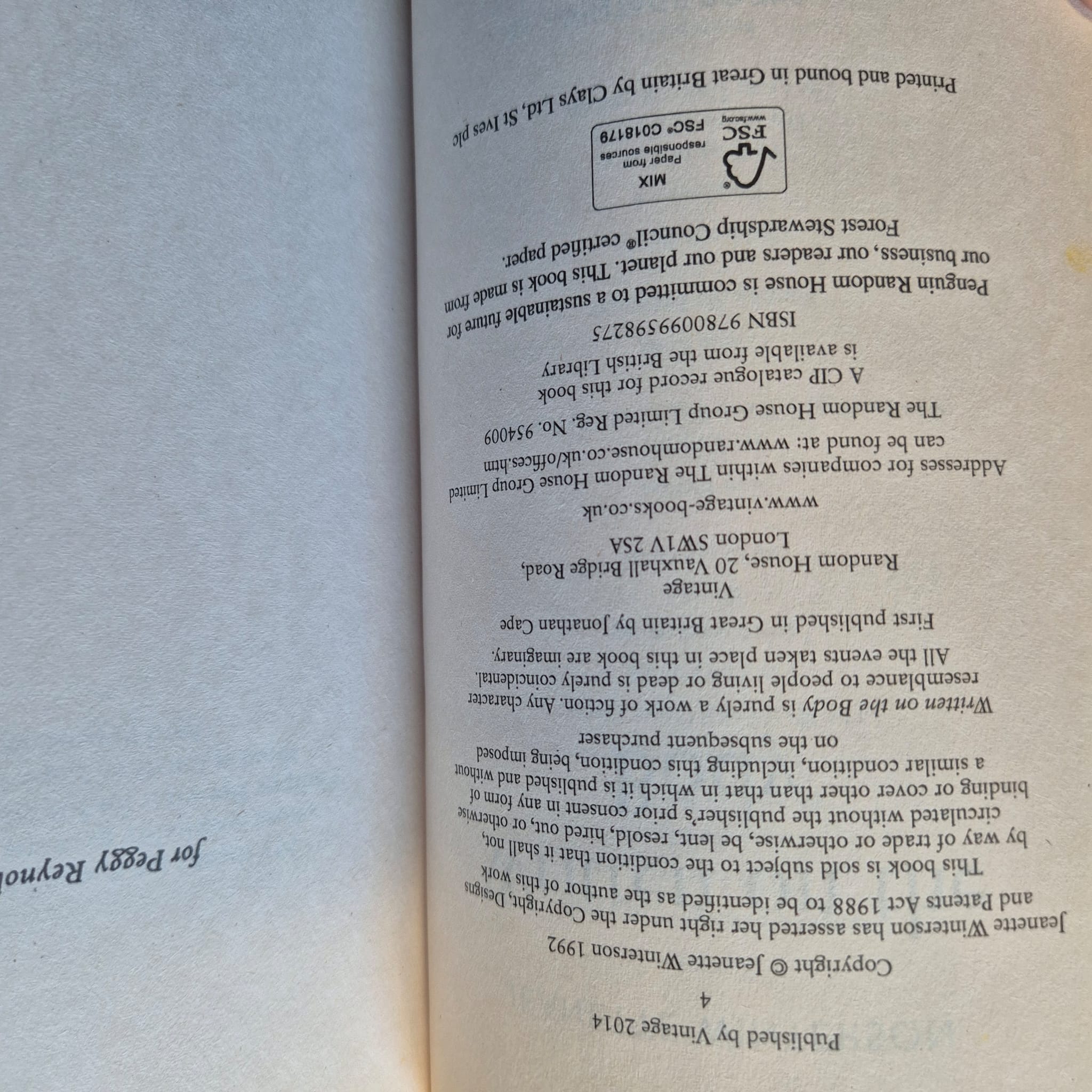 'Written on the Body' by Jeanette Winterson