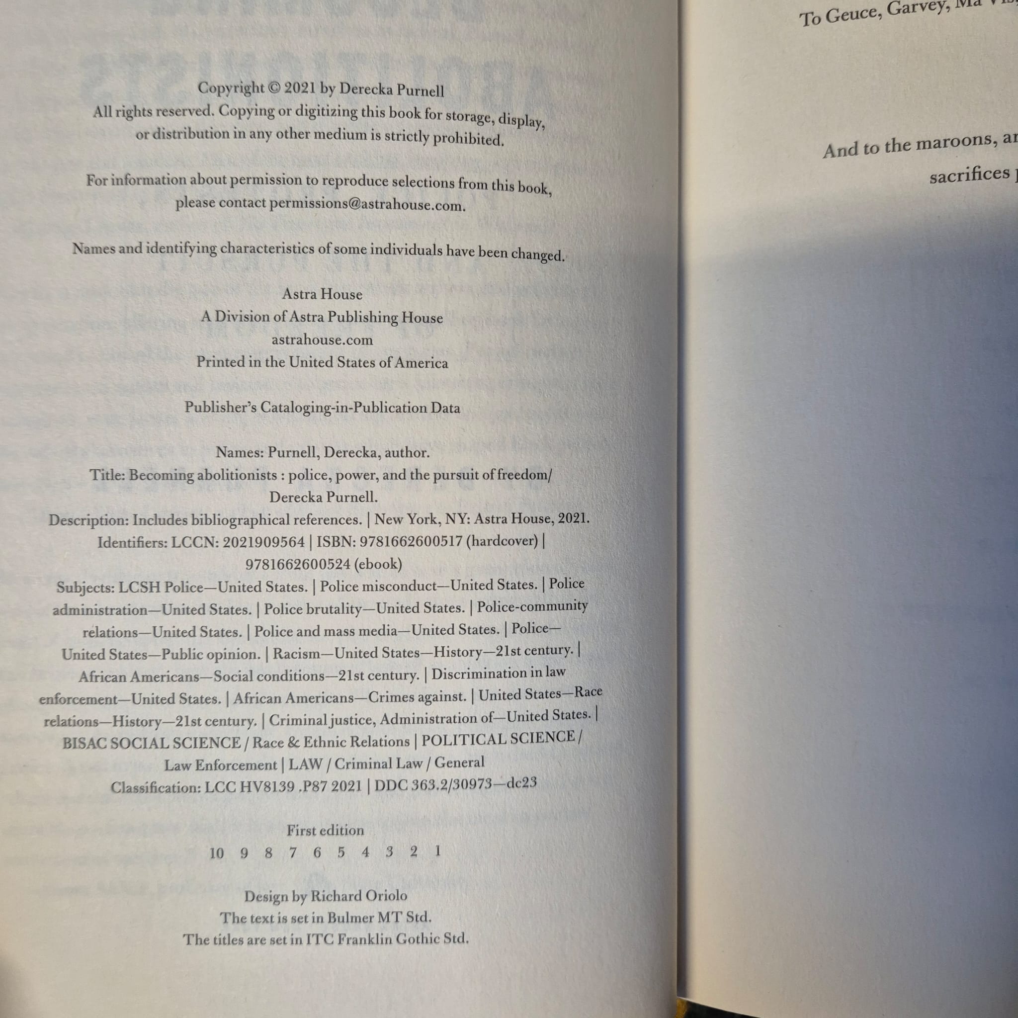 'Becoming Abolitionists: Police, Protests, and the Pursuit of Freedom' by Derecka Purnell