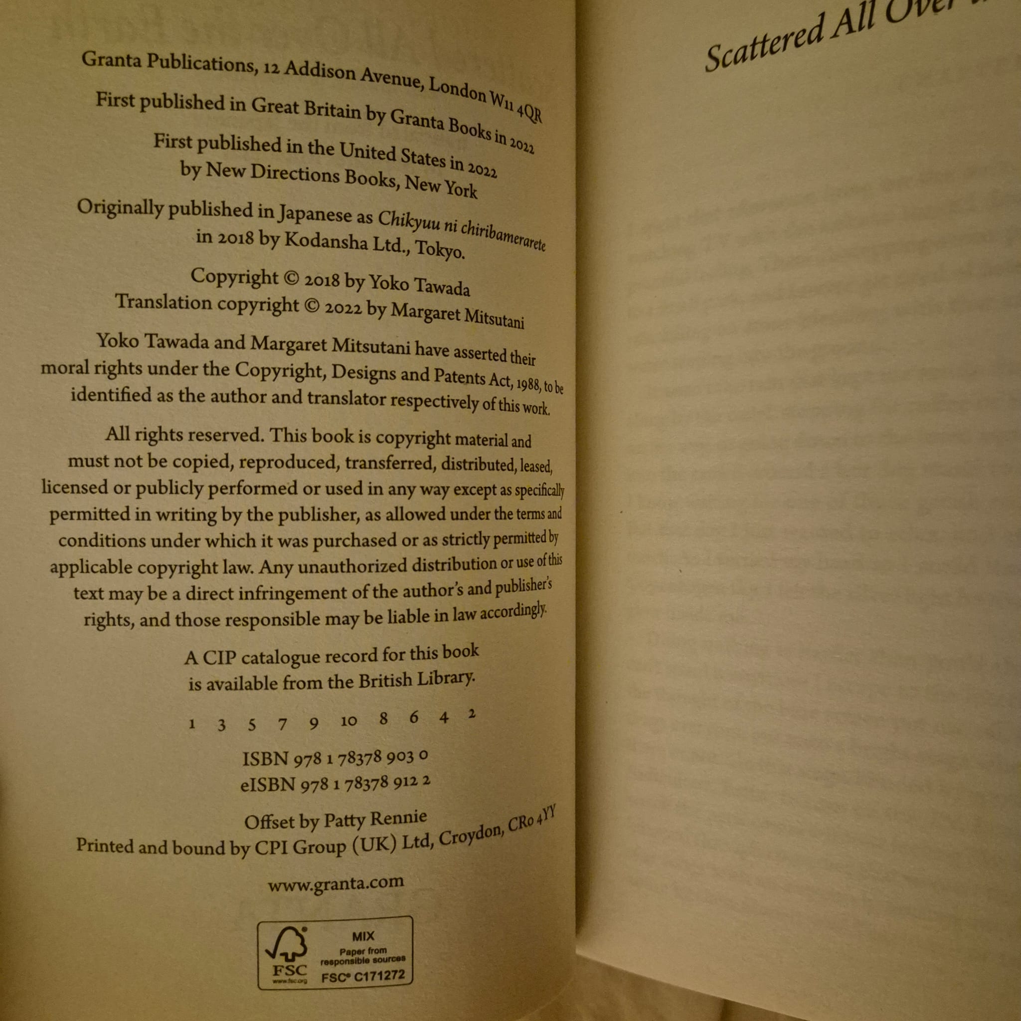 'Scattered All Over The Earth' by Yōko Tawada