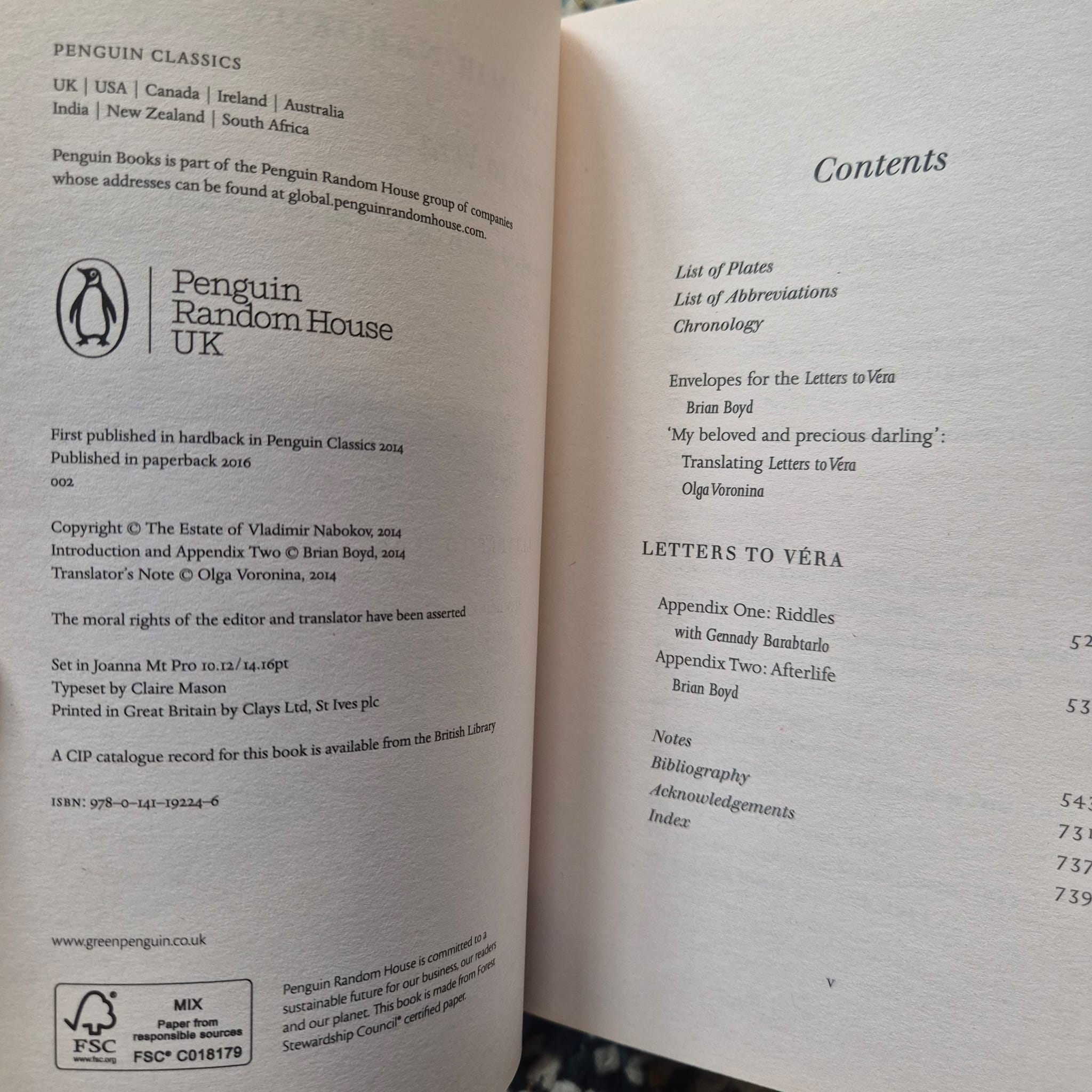 'Letters to Véra' by Vladimir Nabokov