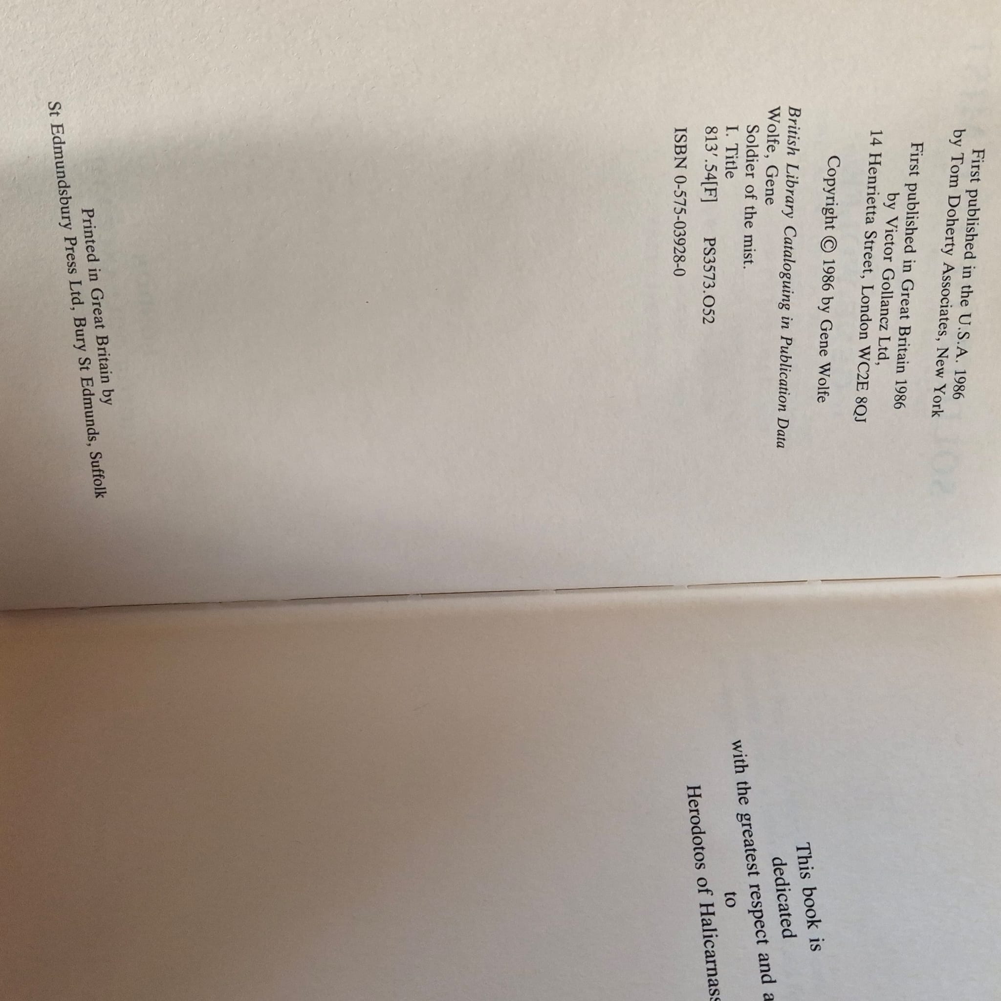 'Soldier of the Mist' by Gene Wolfe