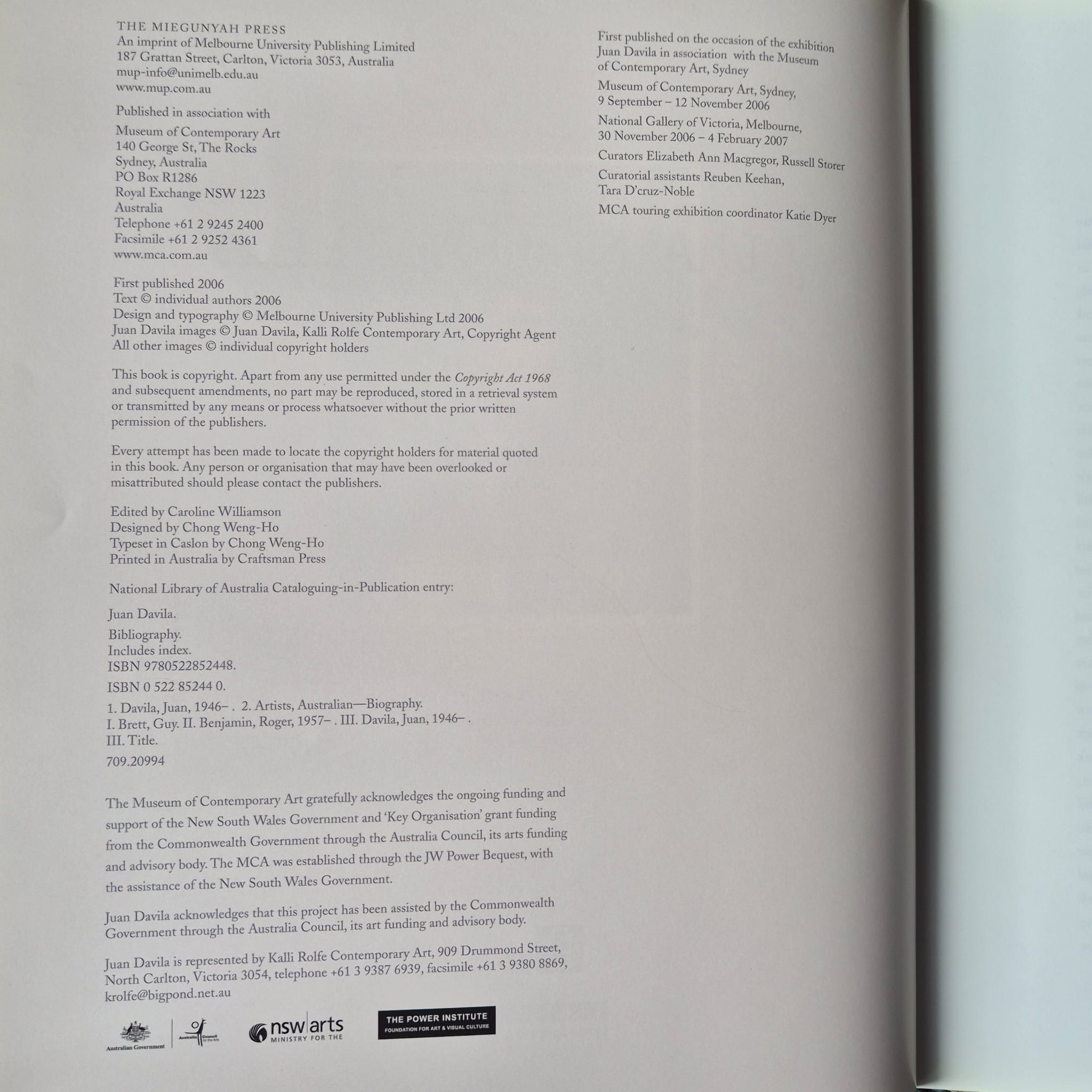 'Juan Davila' published by The Miegunyah Press