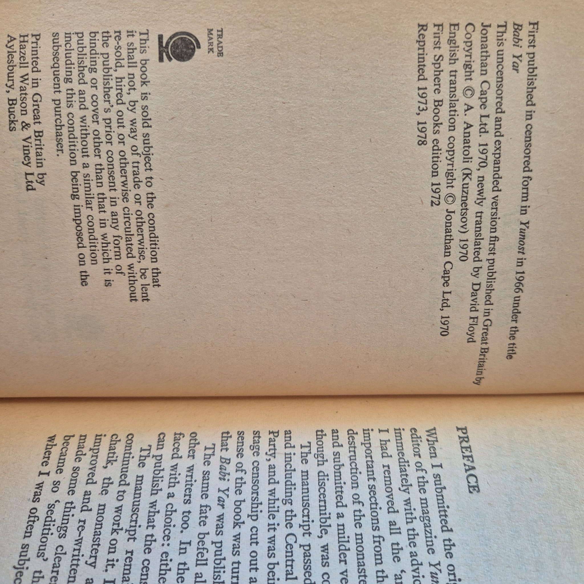 'Babi Yar: A Document in the Form of a Novel' by Anatoly Kuznetsov