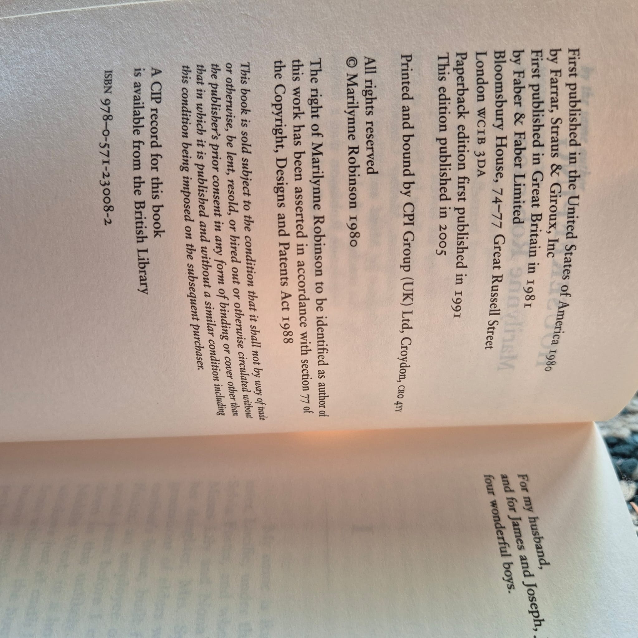 'Housekeeping' by Marilynne Robinson