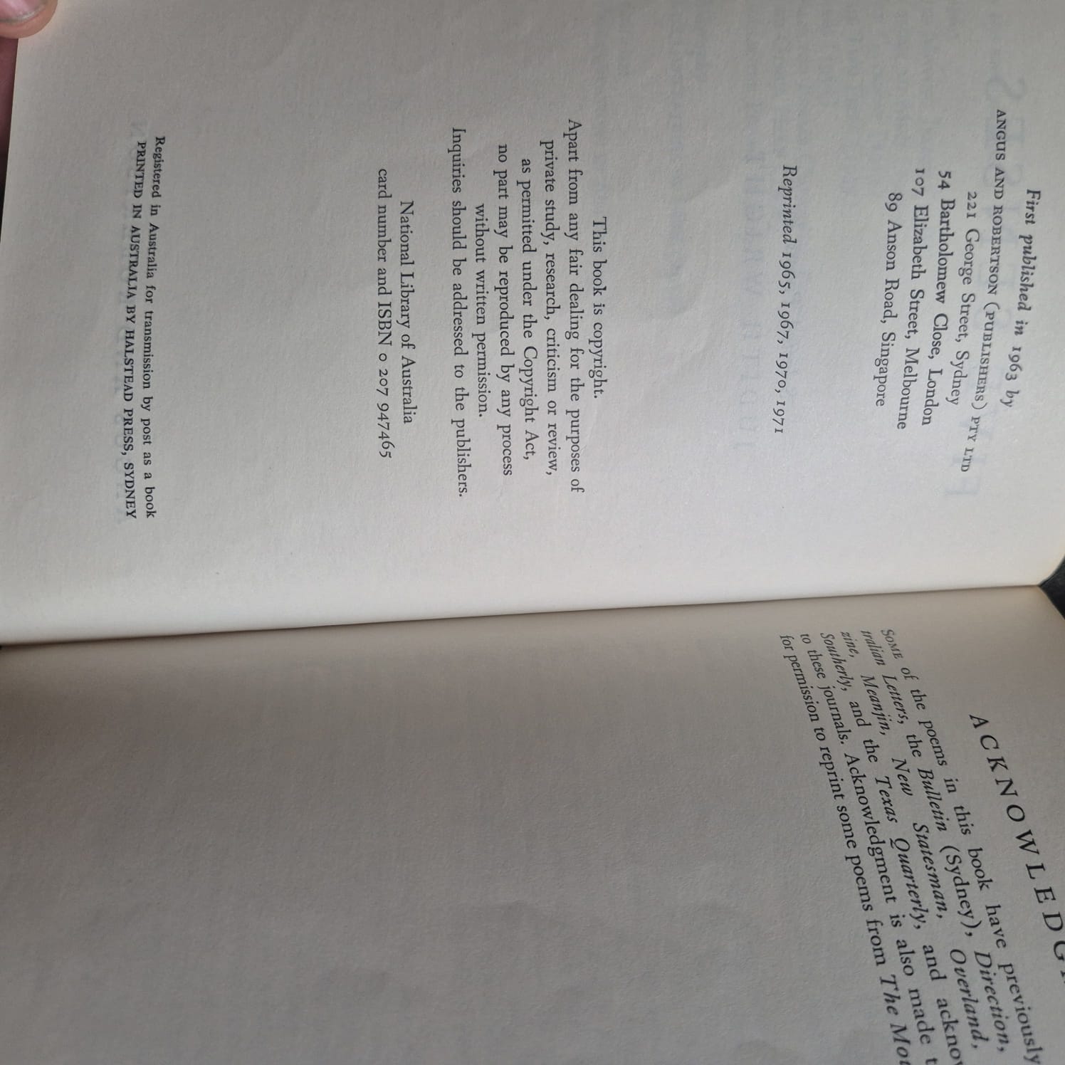 'Five Senses: Selected Poems' by Judith Wright