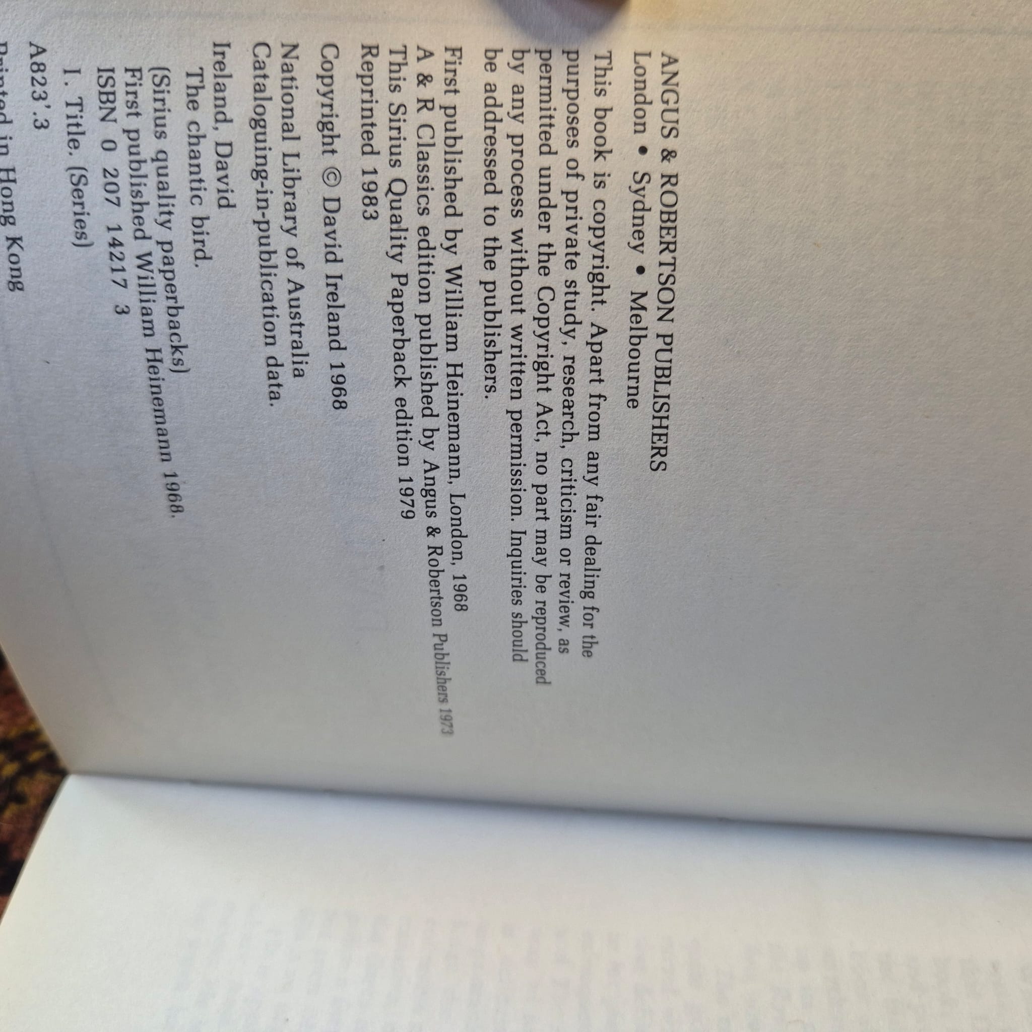 'The Chantic Bird' by David Ireland
