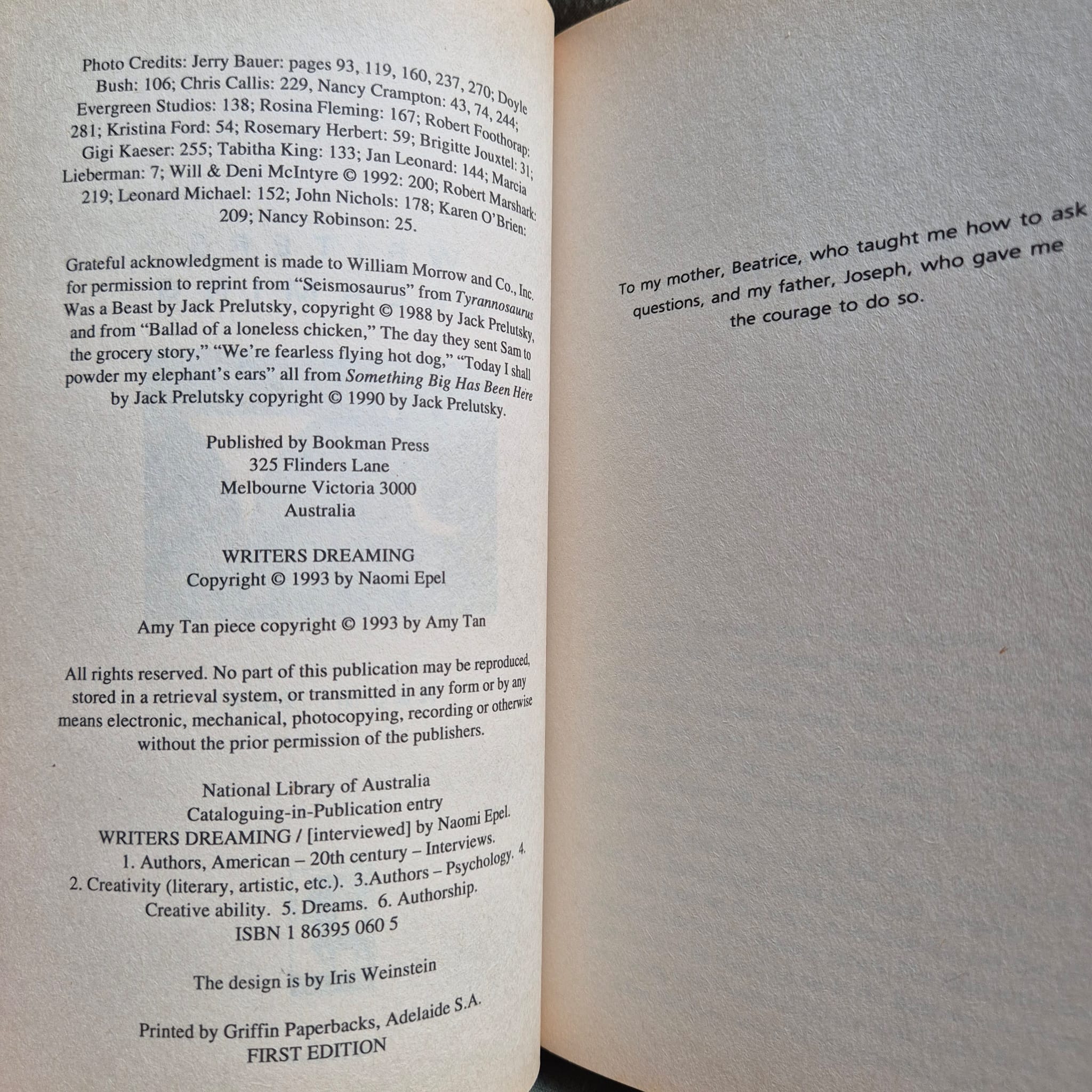 'Writers Dreaming' edited by Naomi Epel