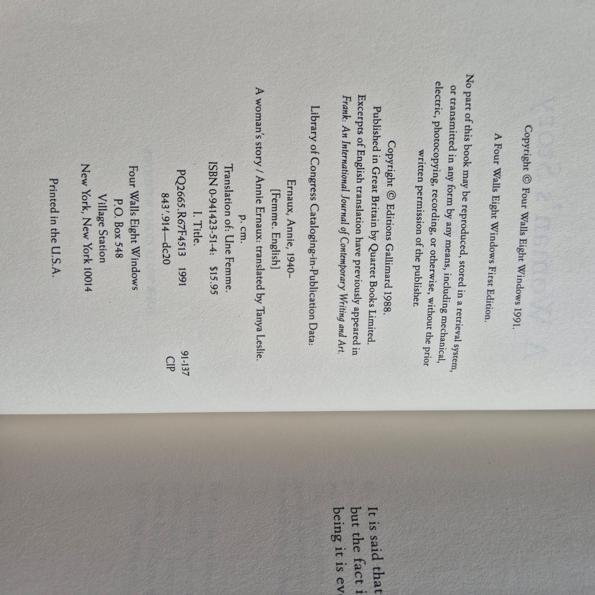 'A Woman's Story' by Annie Ernaux