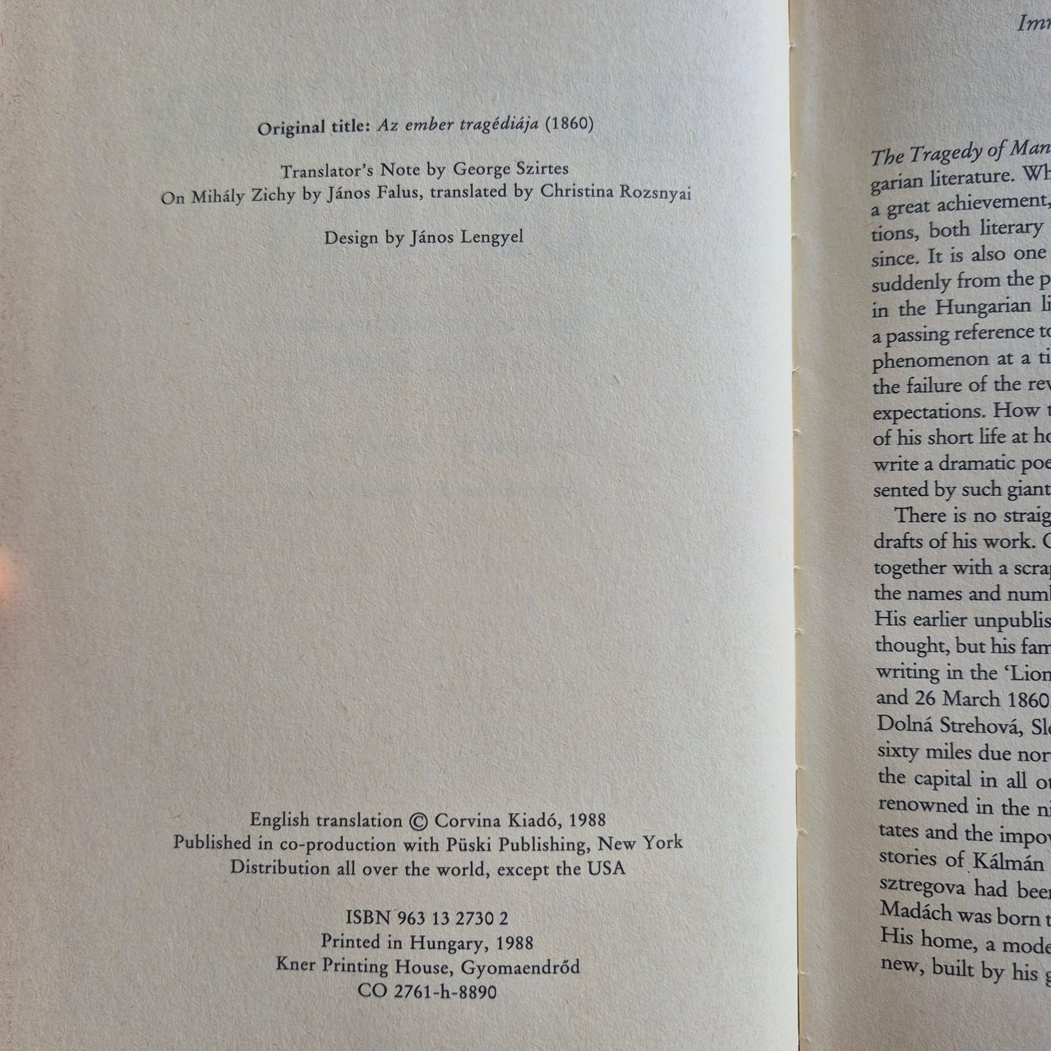 'The Tragedy of Man' by Imre Madách (Hardback)