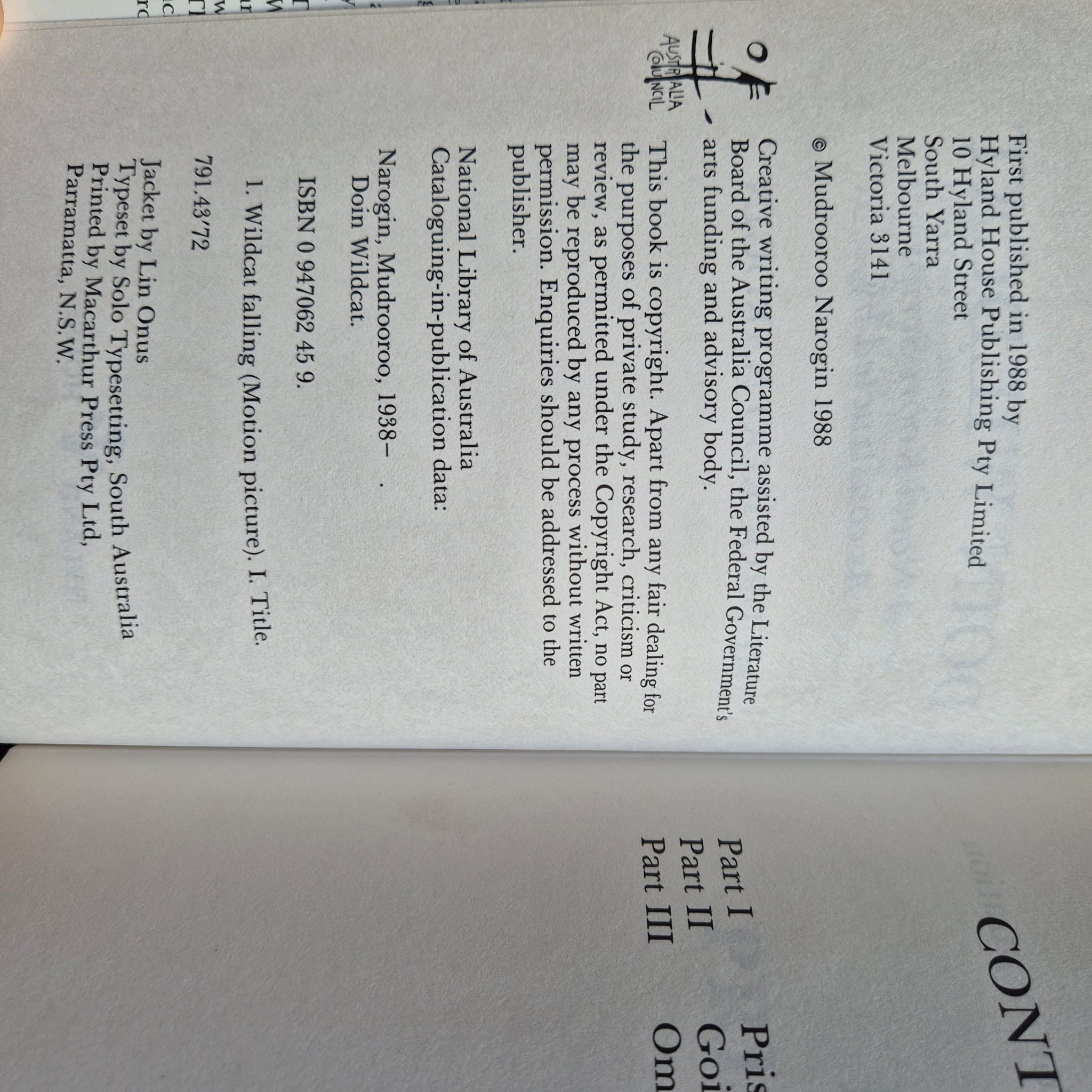 'Doin Wildcat: A Novel Koori Script' by Mudrooroo