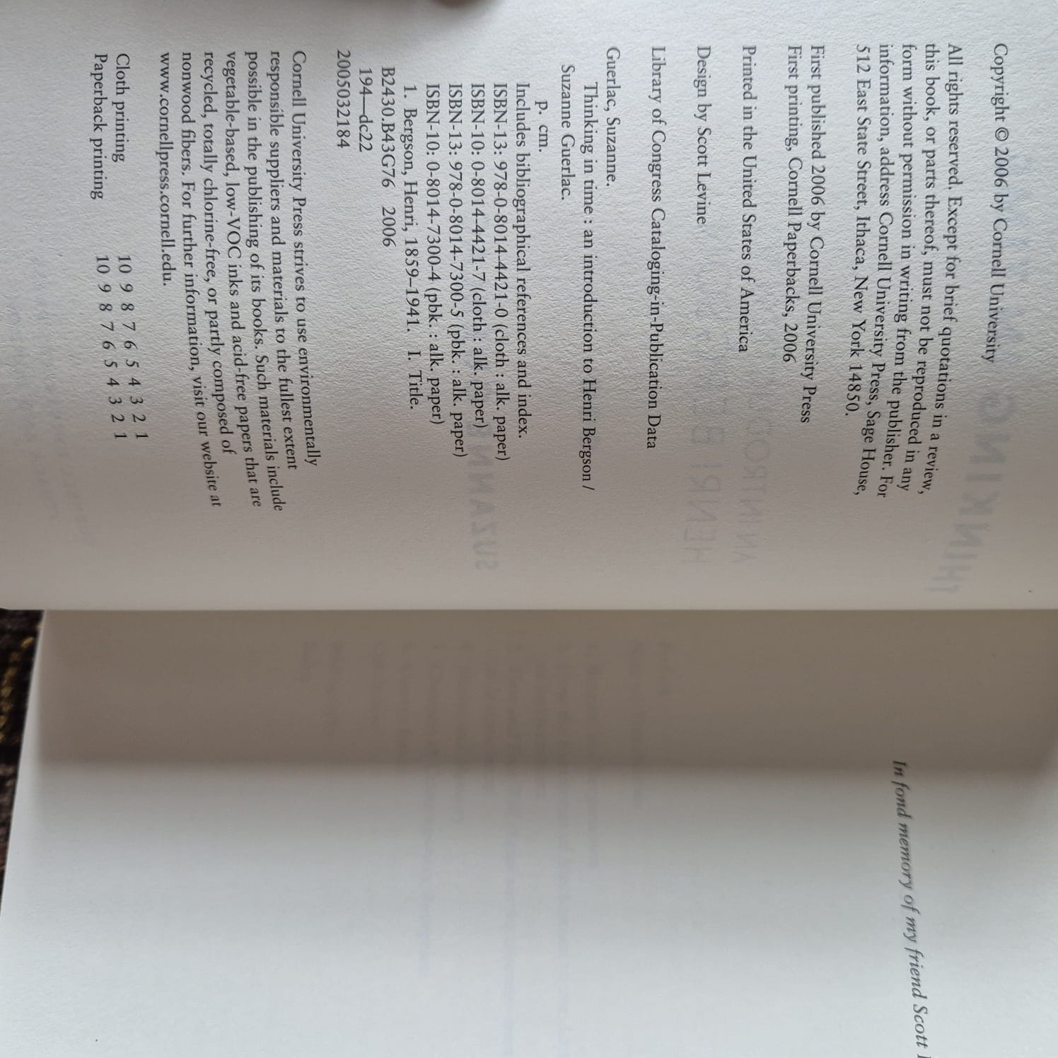 'Thinking in Time: An Introduction to Henri Bergson' by Suzanne Guerlac