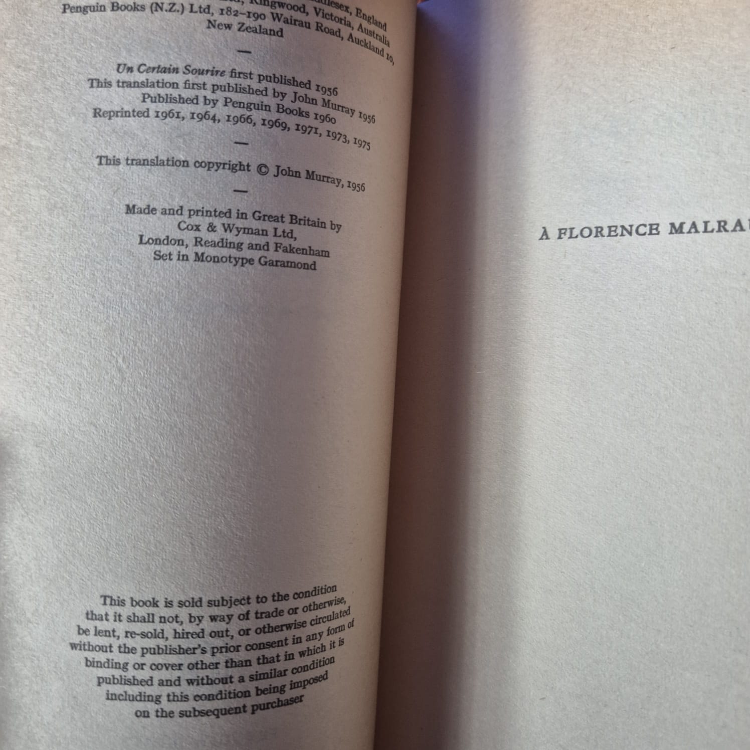 'A Certain Smile & Lost Profile' both by Françoise Sagan