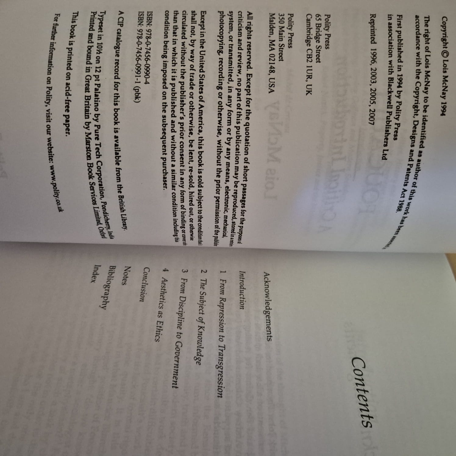 'Foucault: A Critical Introduction' by Lois McNay