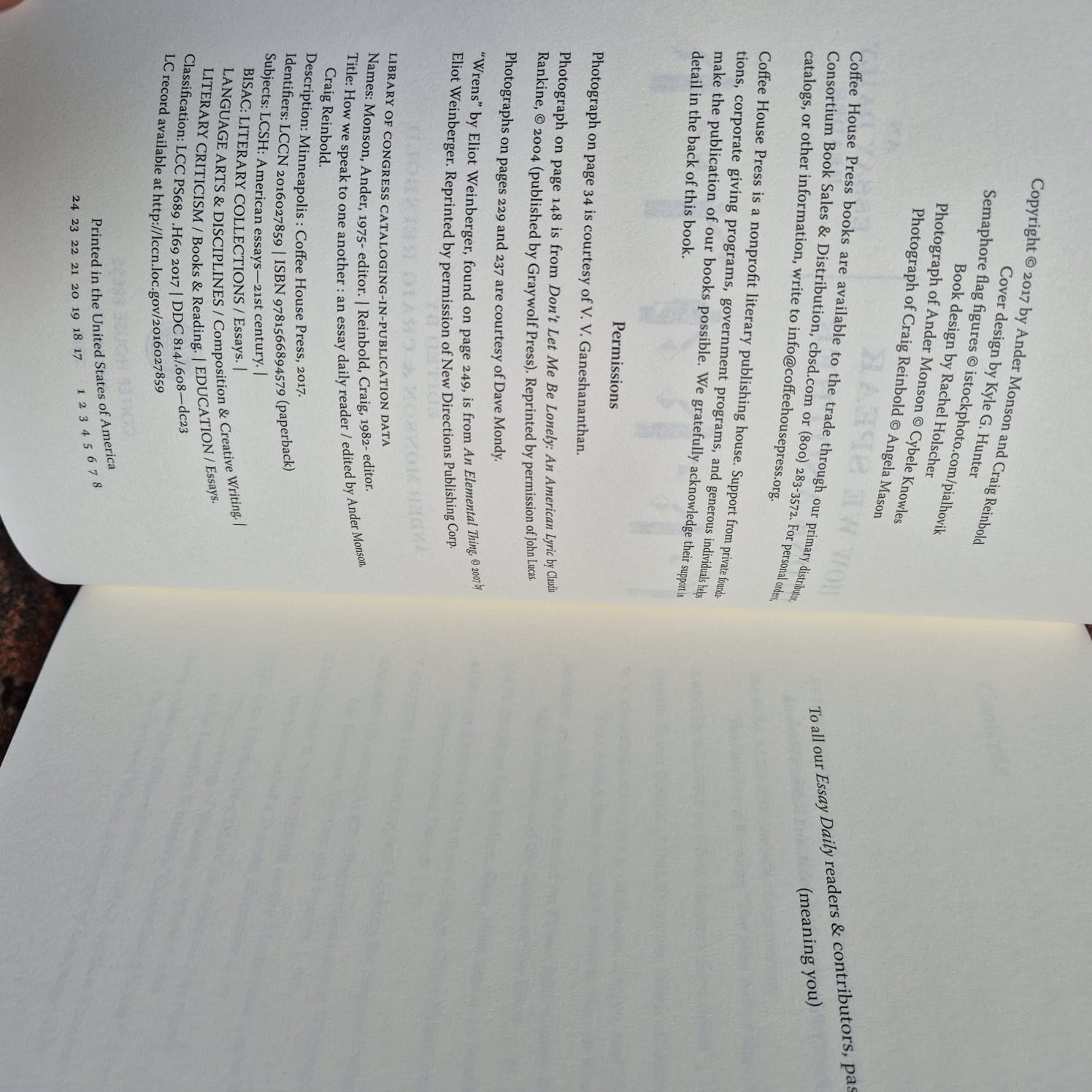 'How We Speak To One Another' edited by Ander Monson and Craig Reinbold