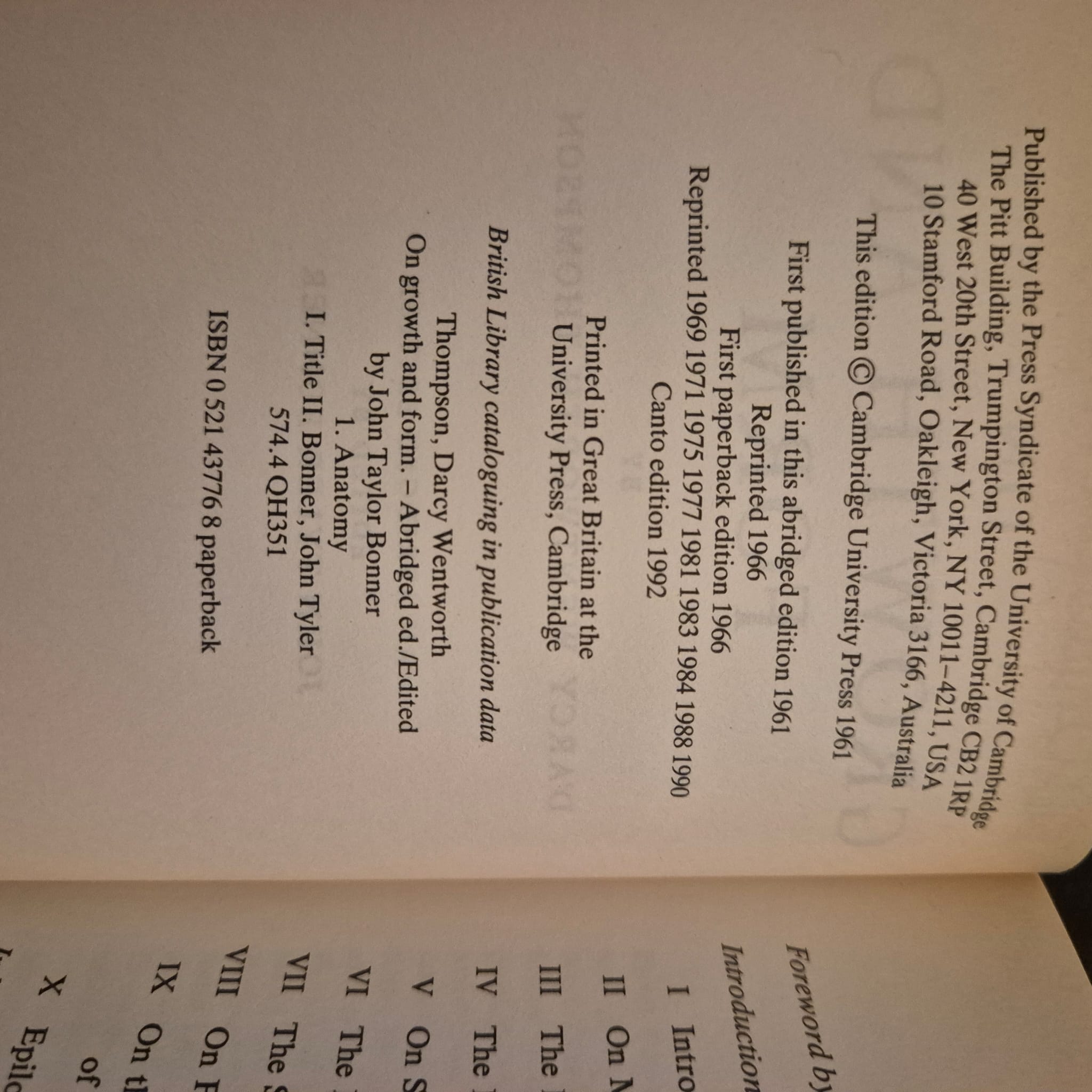 'On Growth and Form' by D'Arcy Wentworth Thompson