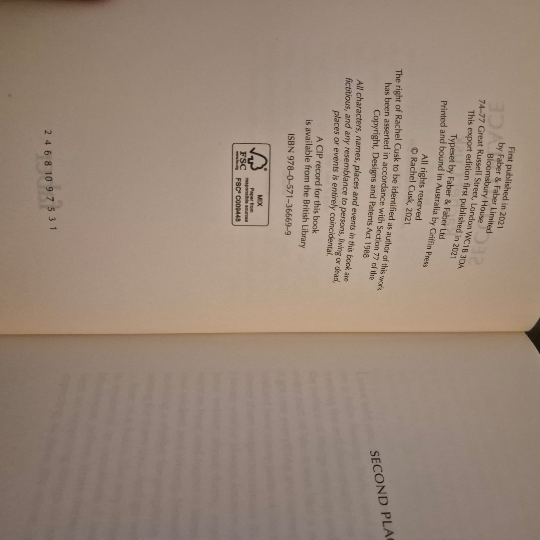 'Second Place' by Rachel Cusk