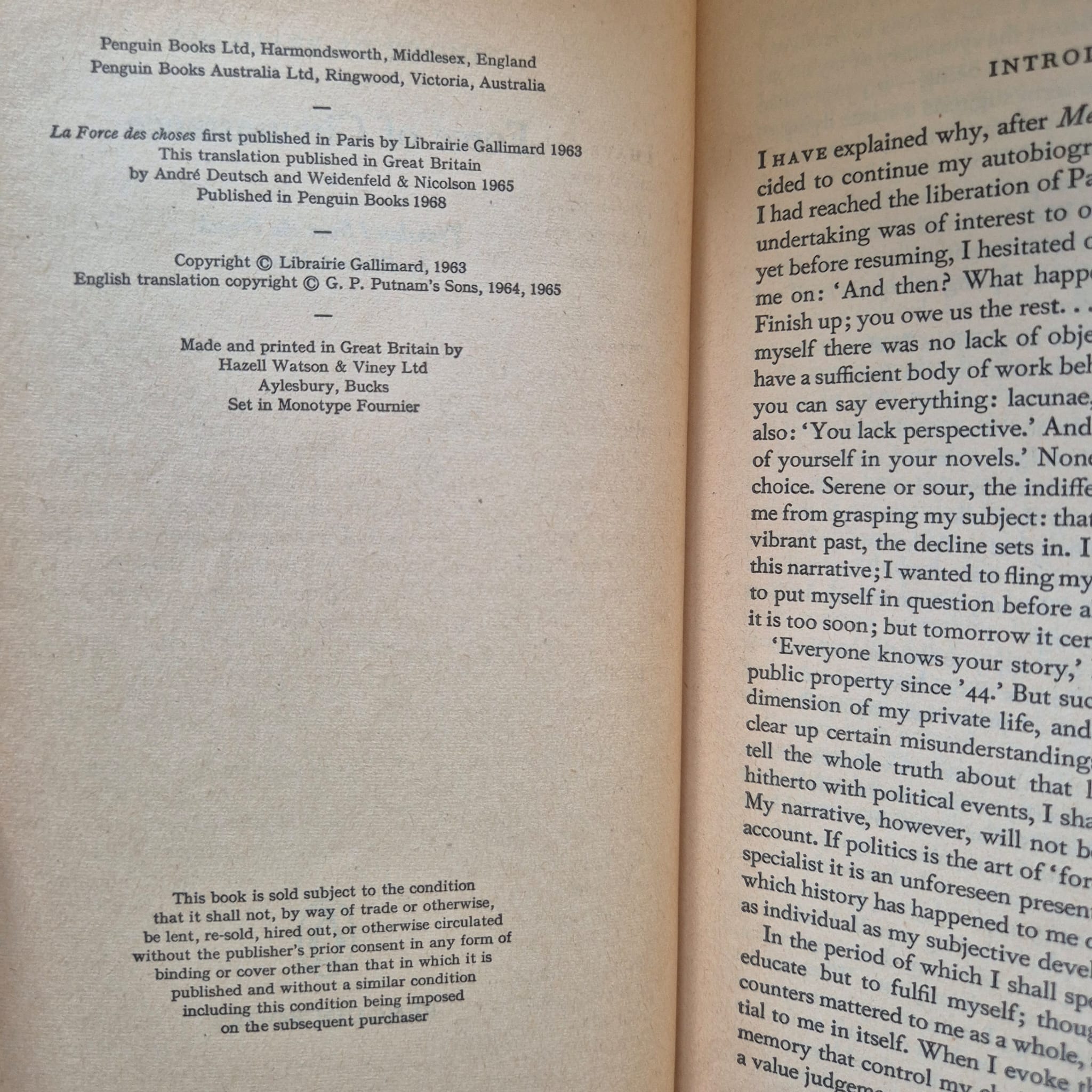 'Force of Circumstance' by Simone de Beauvoir