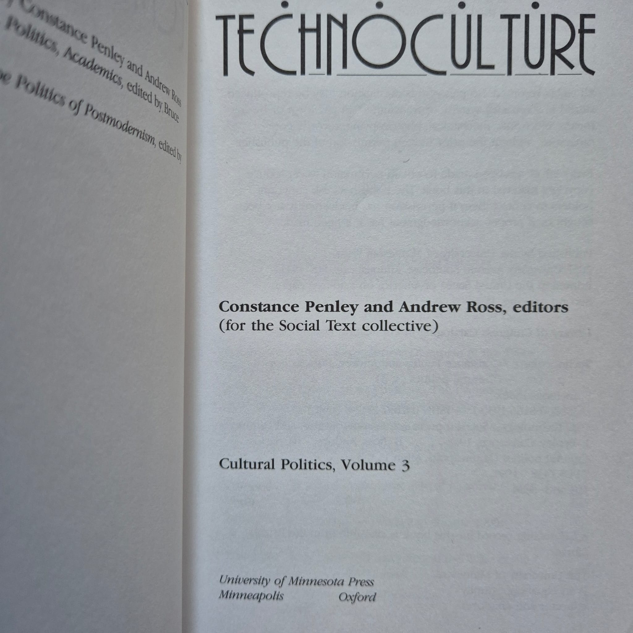 'Technoculture' by Constance Penley and Andrew Ross