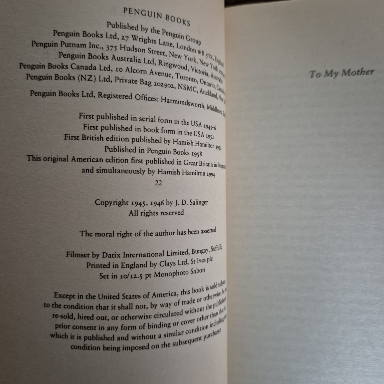 'The Catcher in the Rye' by J. D. Salinger