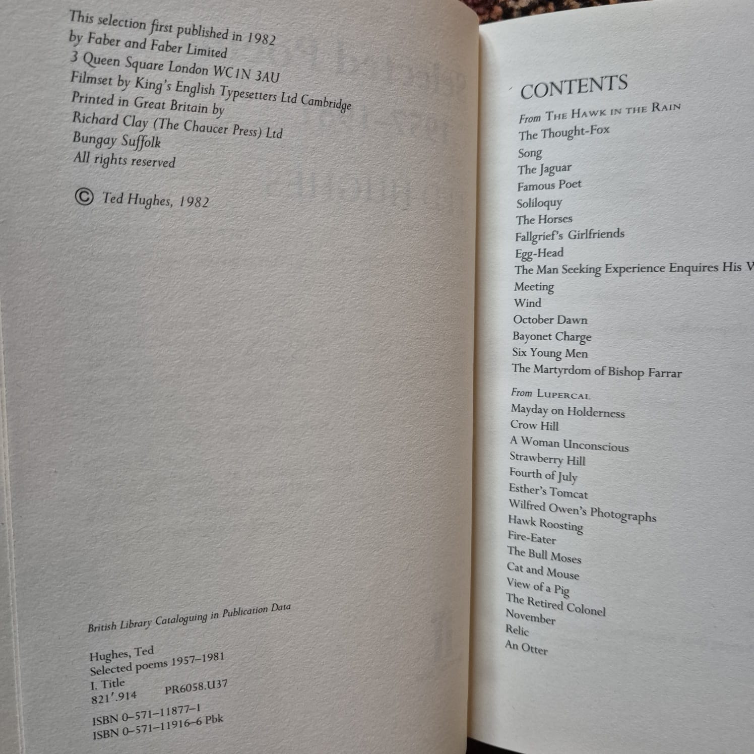 'Selected Poems: 1957 - 1981' by Ted Hughes