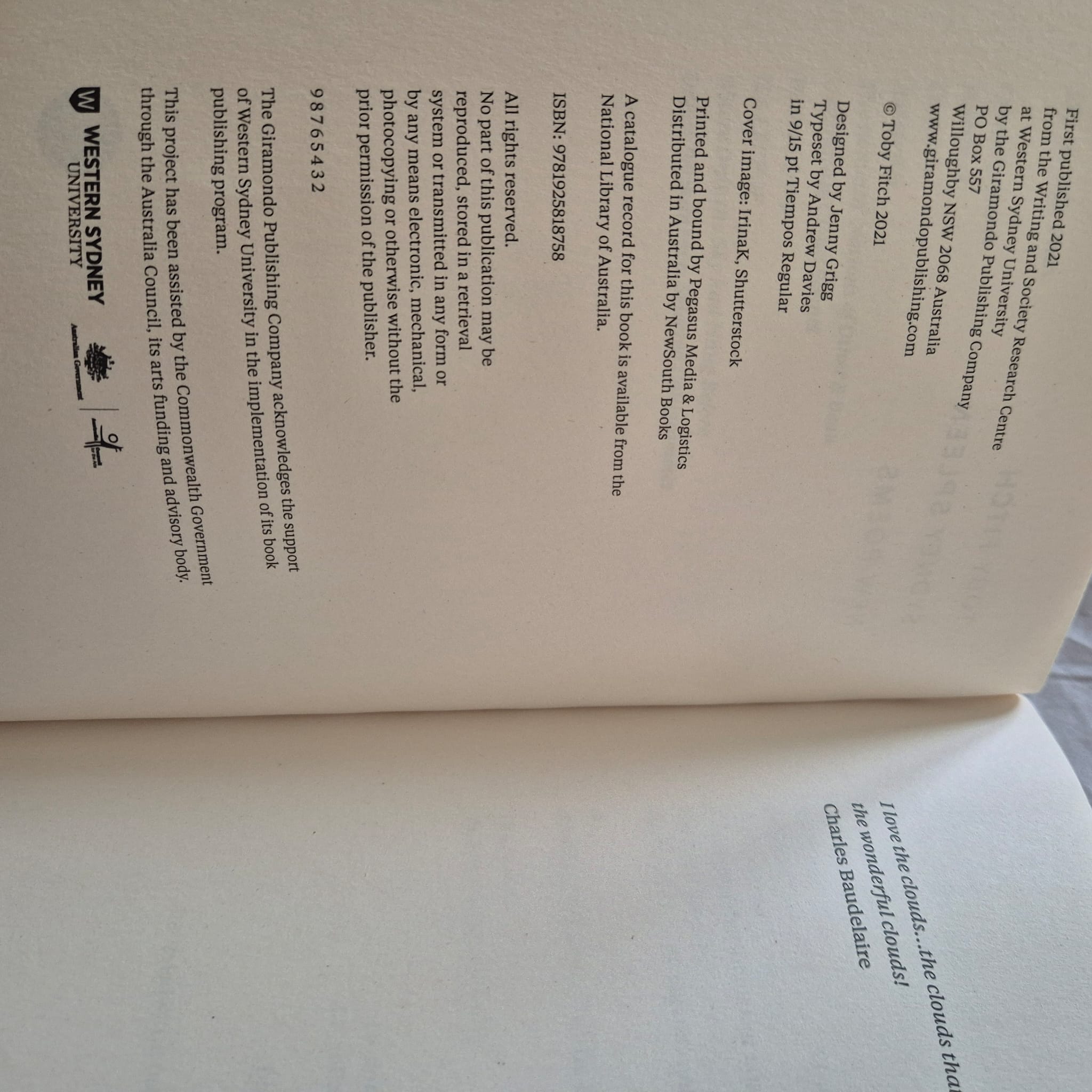 'Sydney Spleen' by Toby Fitch