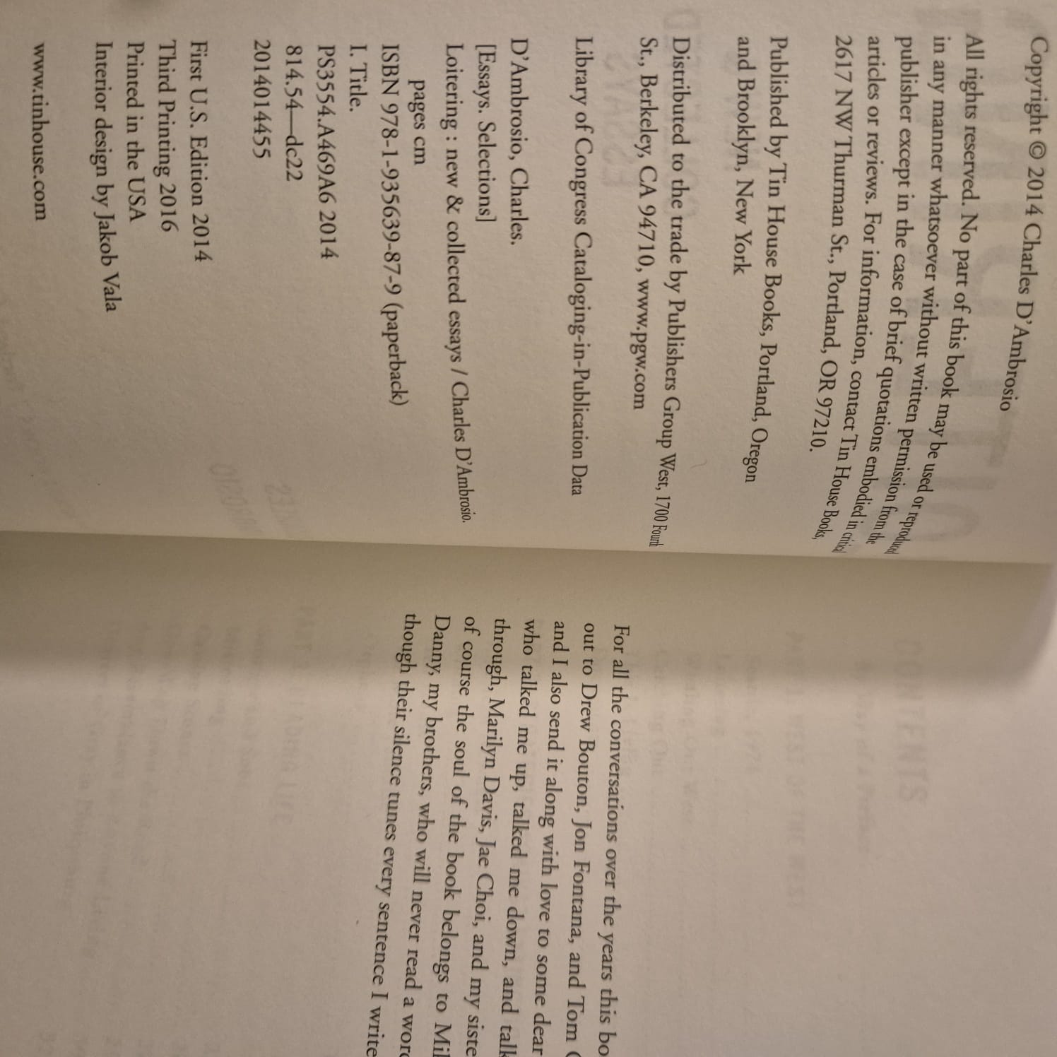 'Loitering: New & Collected Essays' by Charles d'Ambrosio