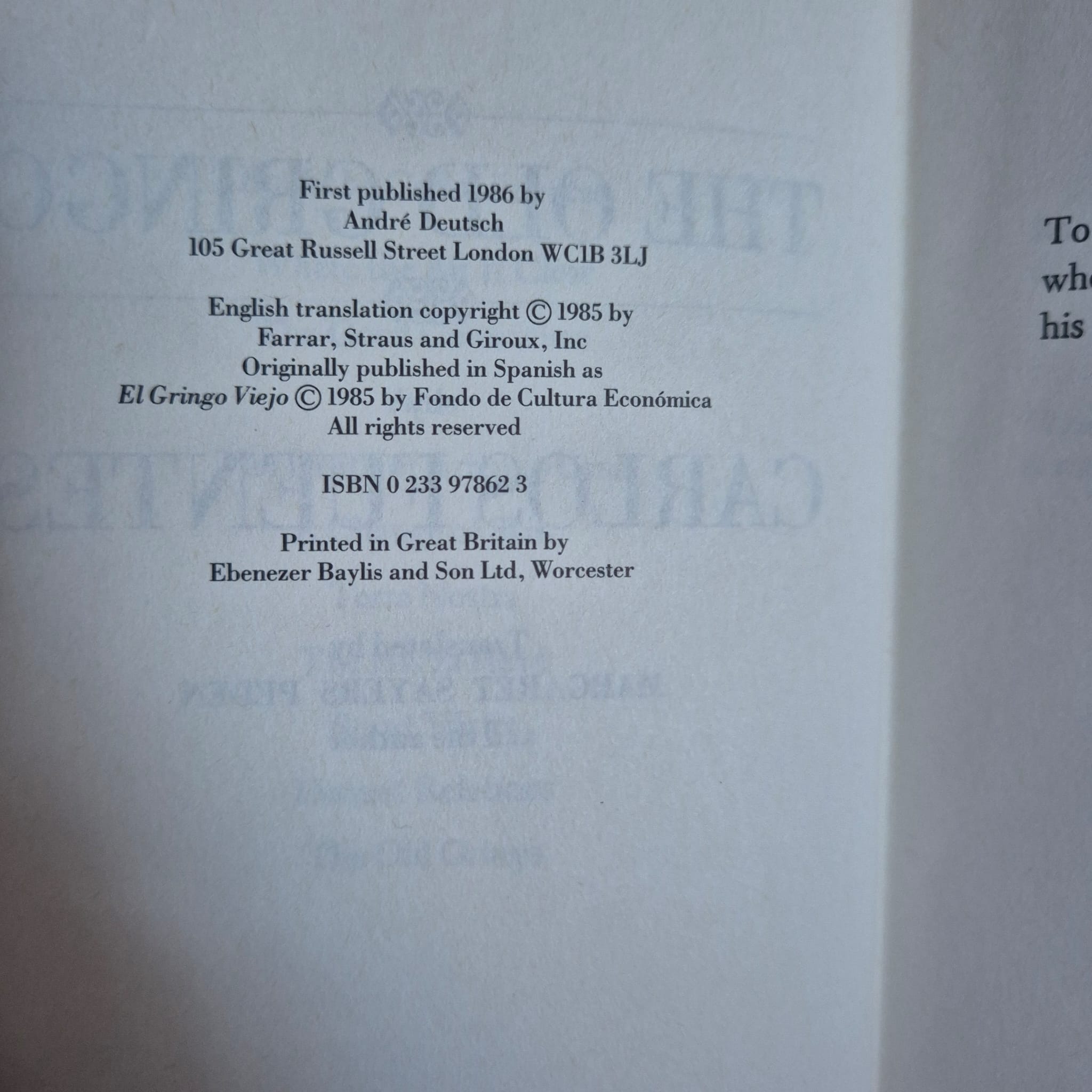 'The Old Gringo' by Carlos Fuentes