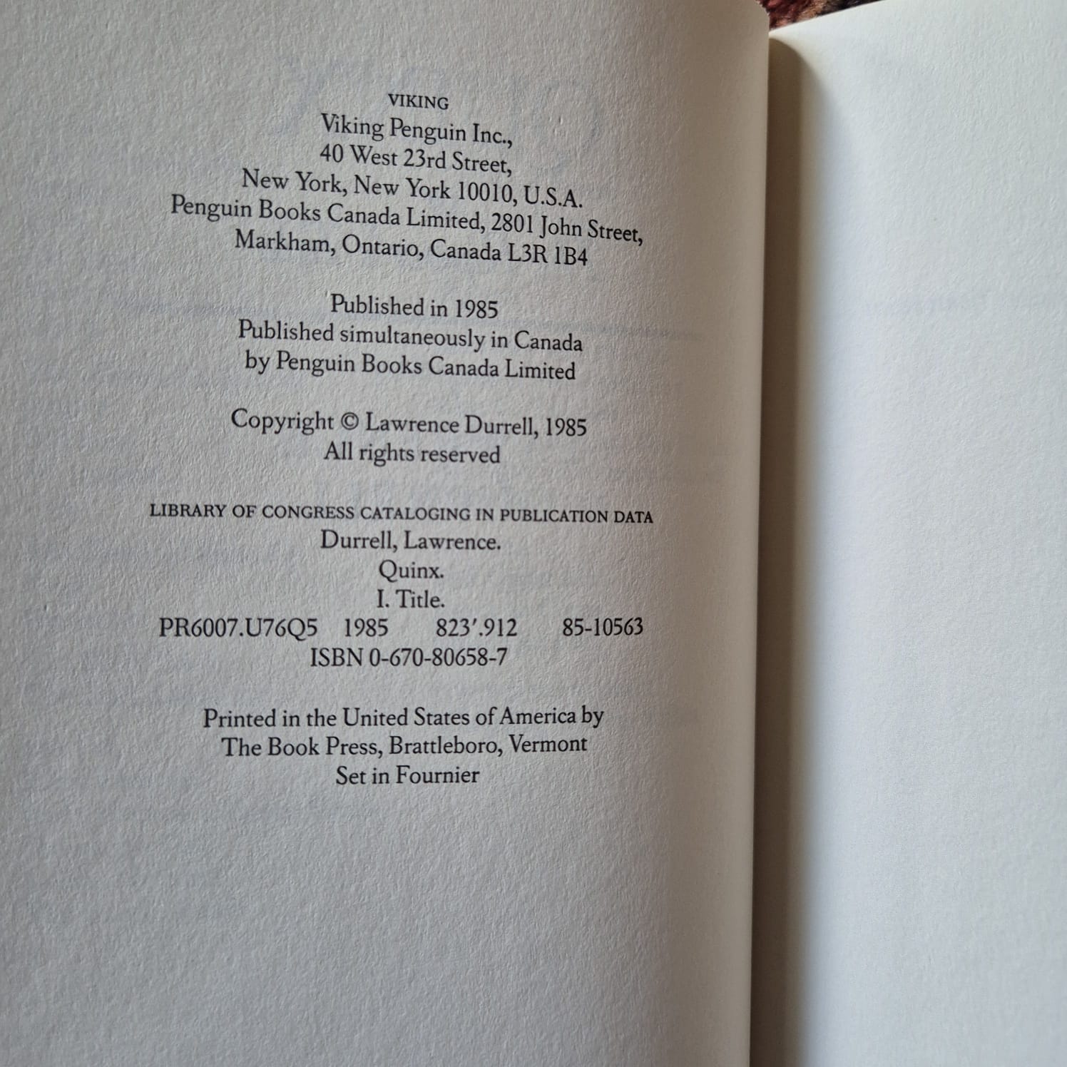 'Quinx; or A Ripper's Tale' by Lawrence Durrell