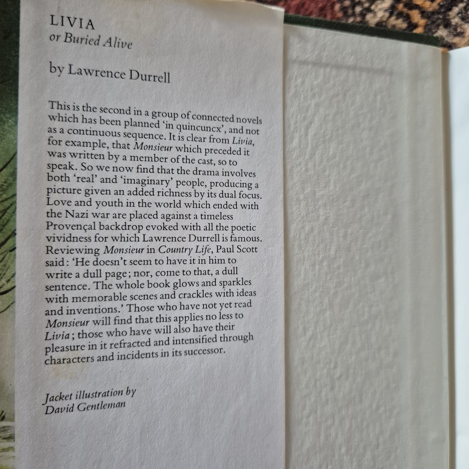 'Livia; or, Buried Alive' by Lawrence Durrell