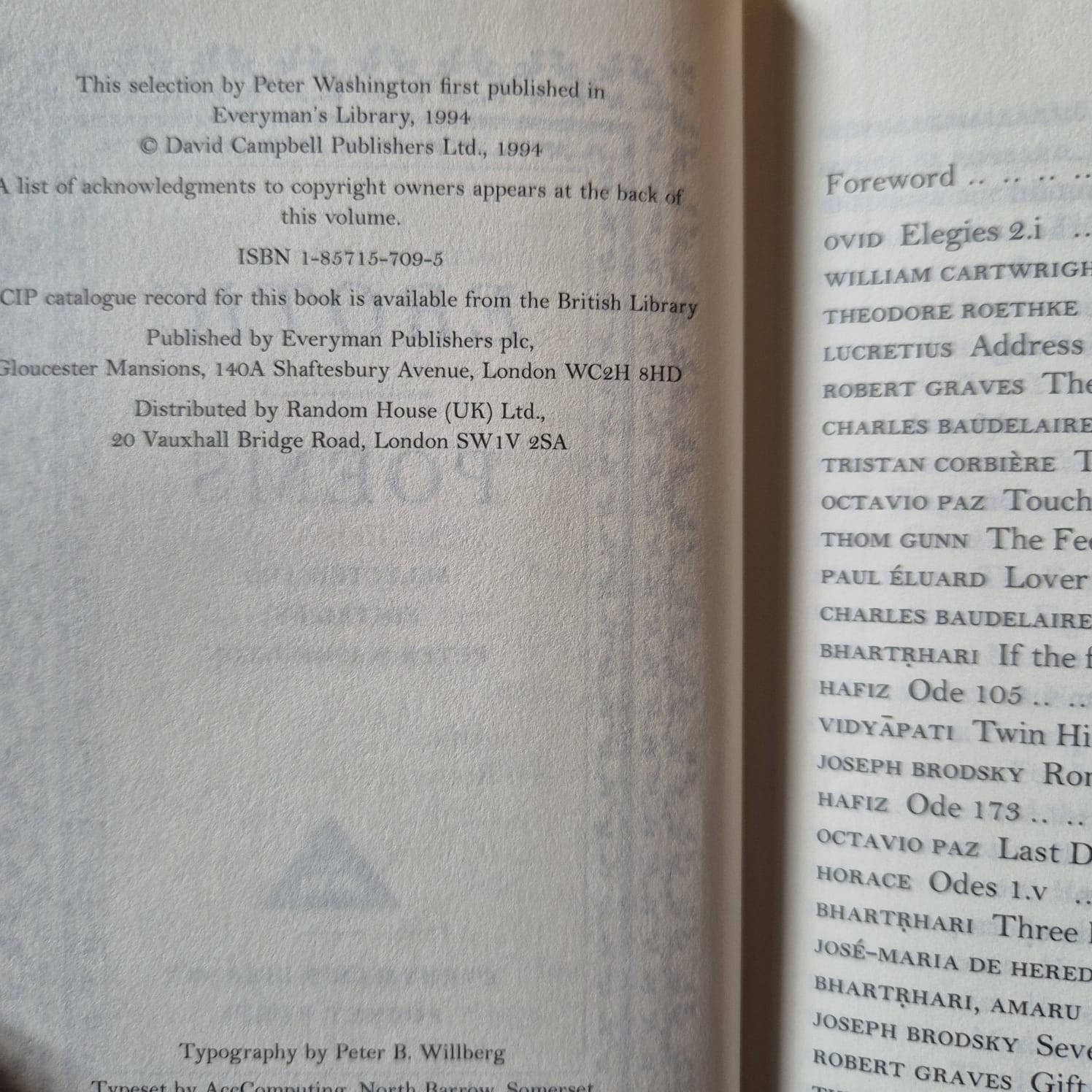 'Erotic Poems' edited by Peter Washington