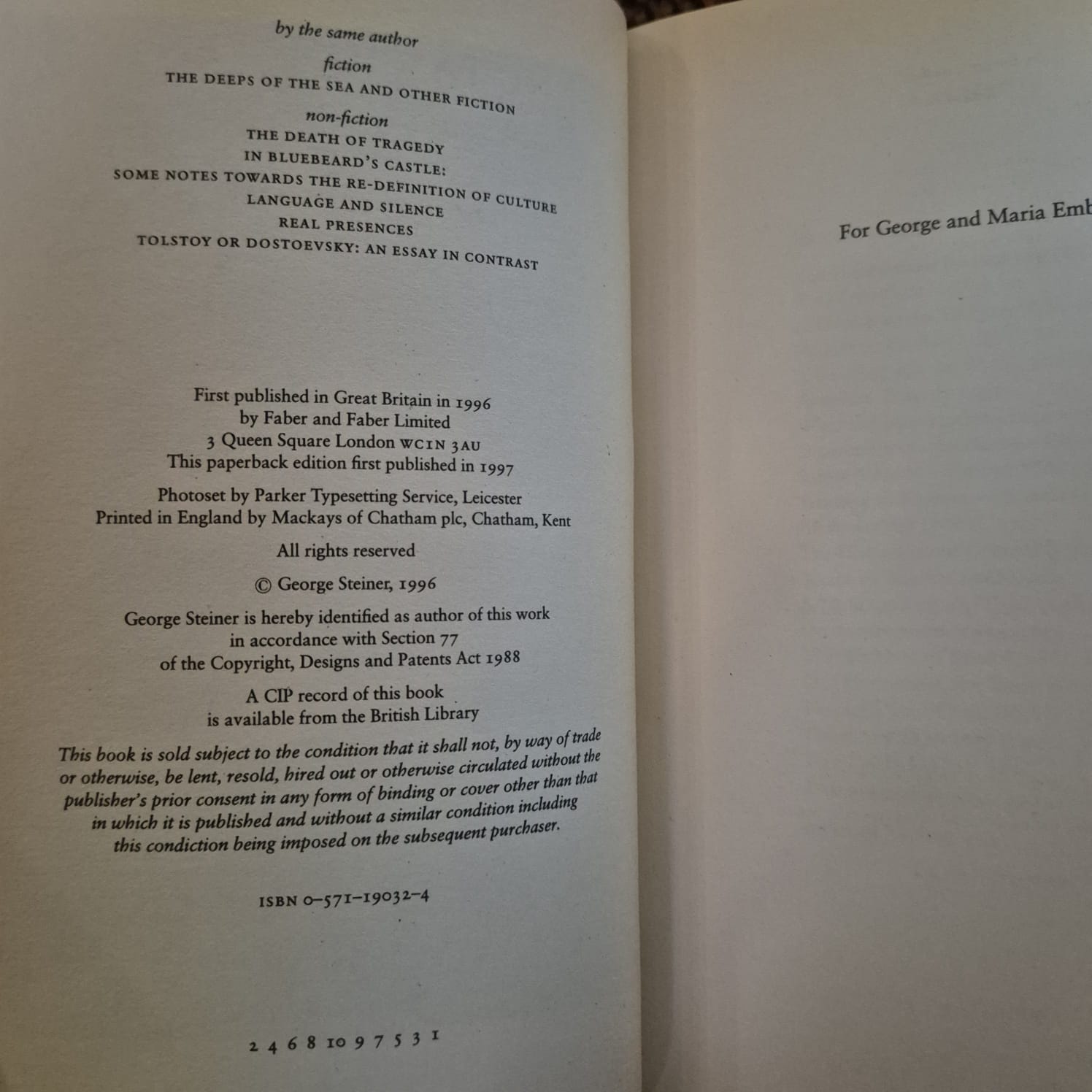 'No Passion Spent: Essays 1978 to 1996' by George Steiner