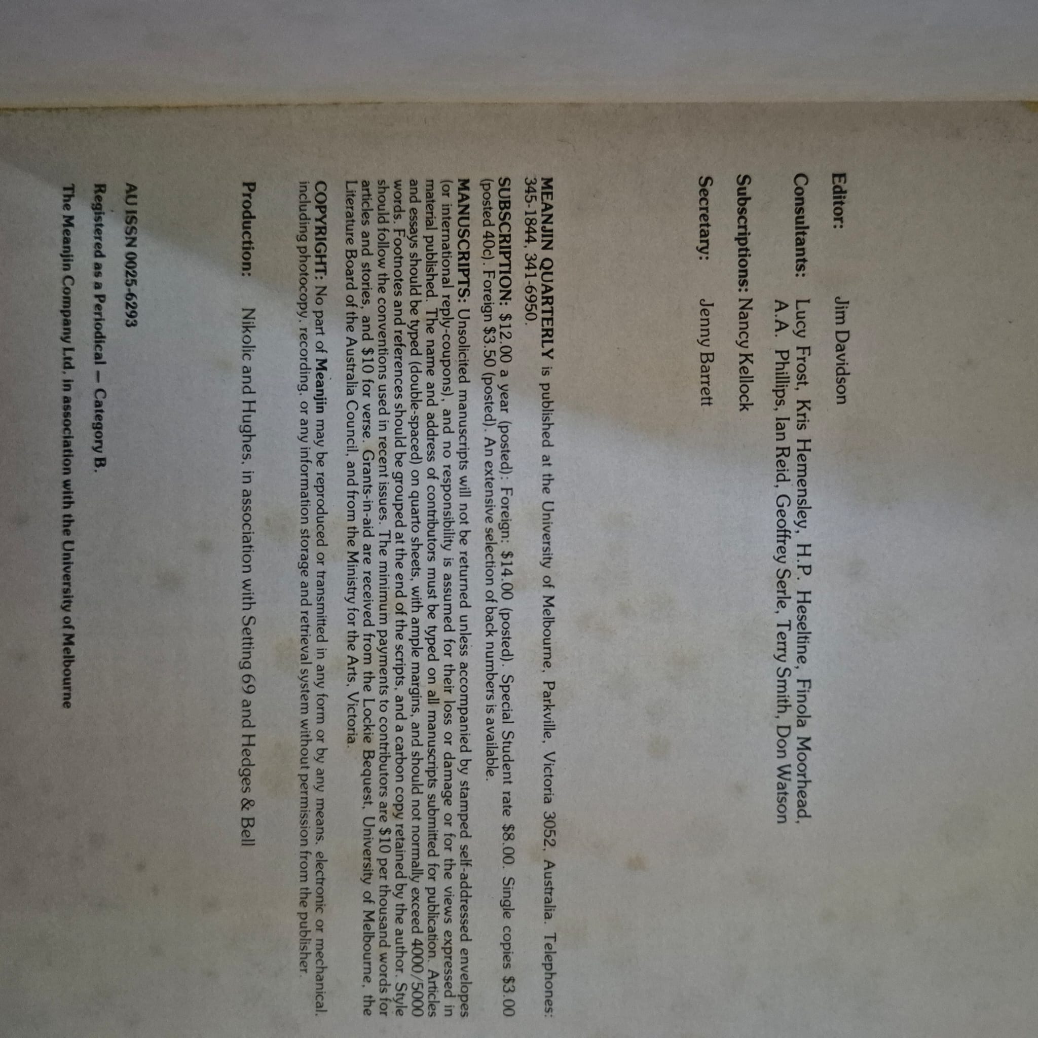 'Meanjin 4/1977: Aboriginal Issue' edited by Meanjin Literary Journal