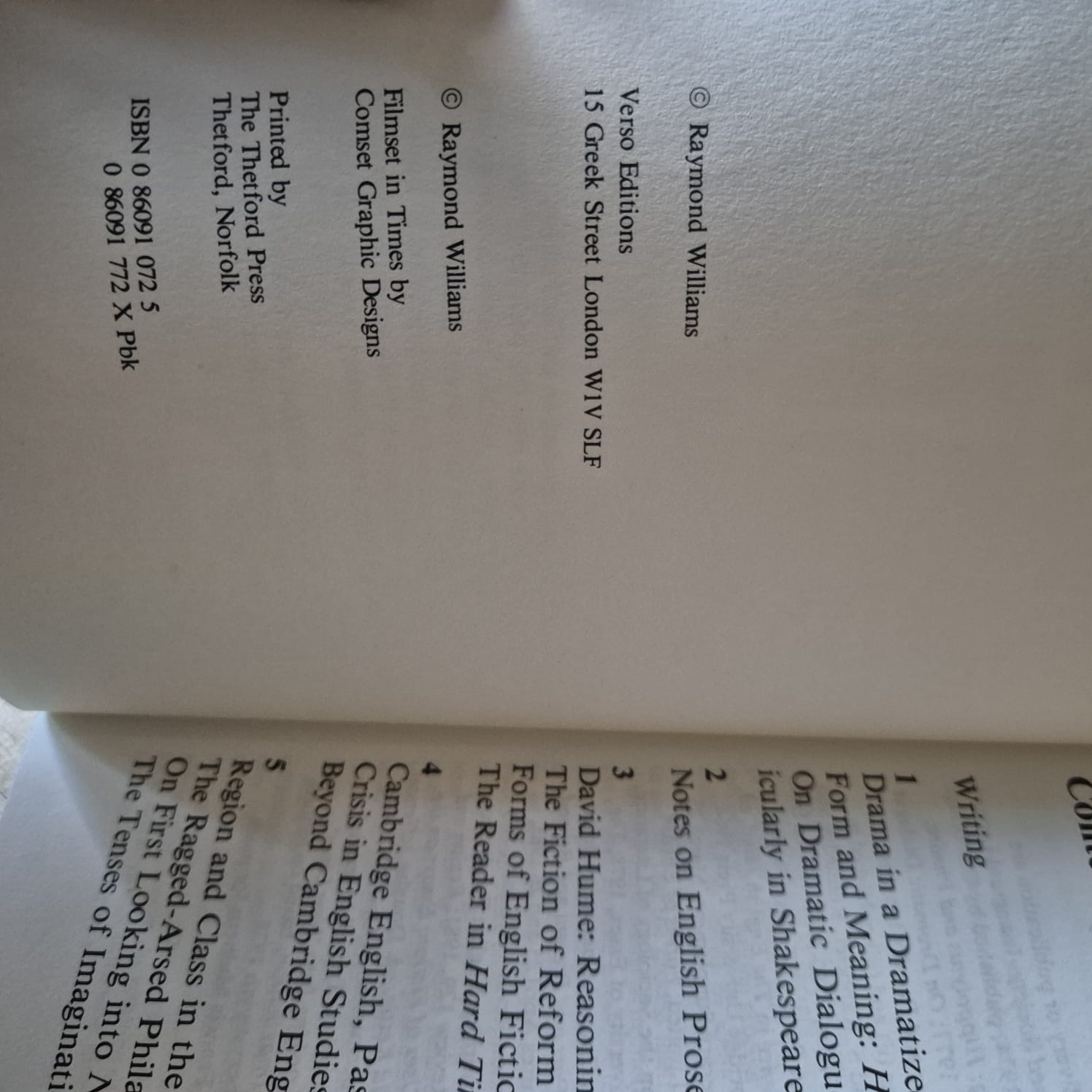 'Writing in Society' by Raymond Williams