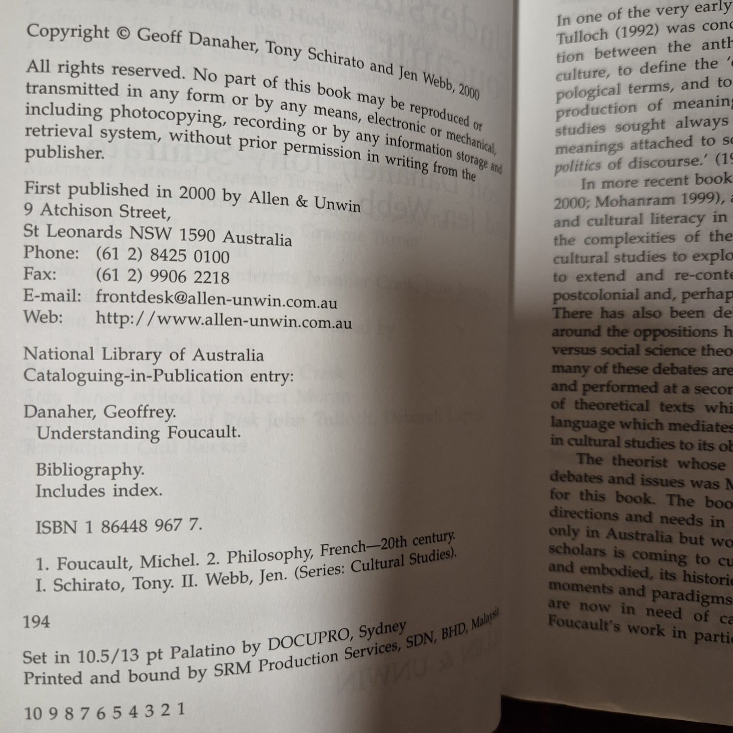 'Understanding Foucault' by Geoff Danaher, Tony Schirato and Jen Webb