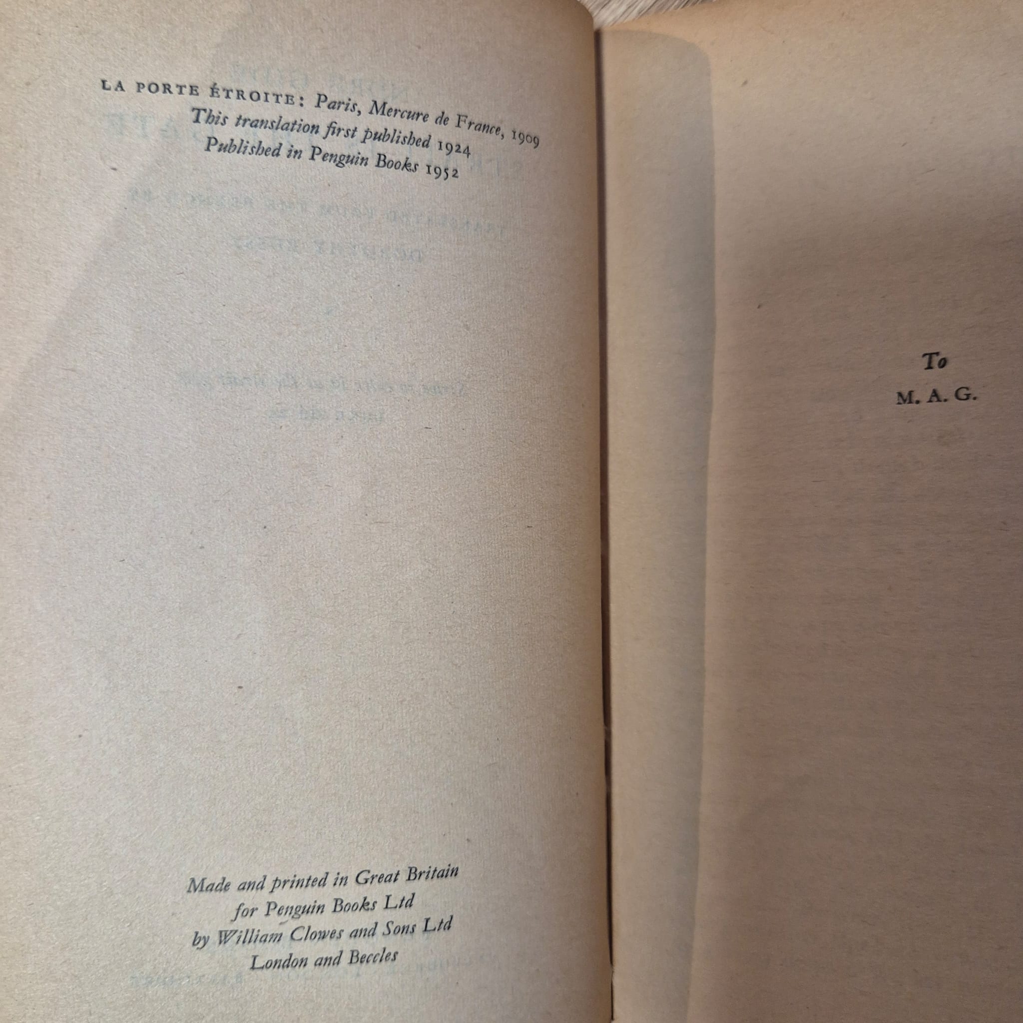 'Strait Is the Gate' by André Gide