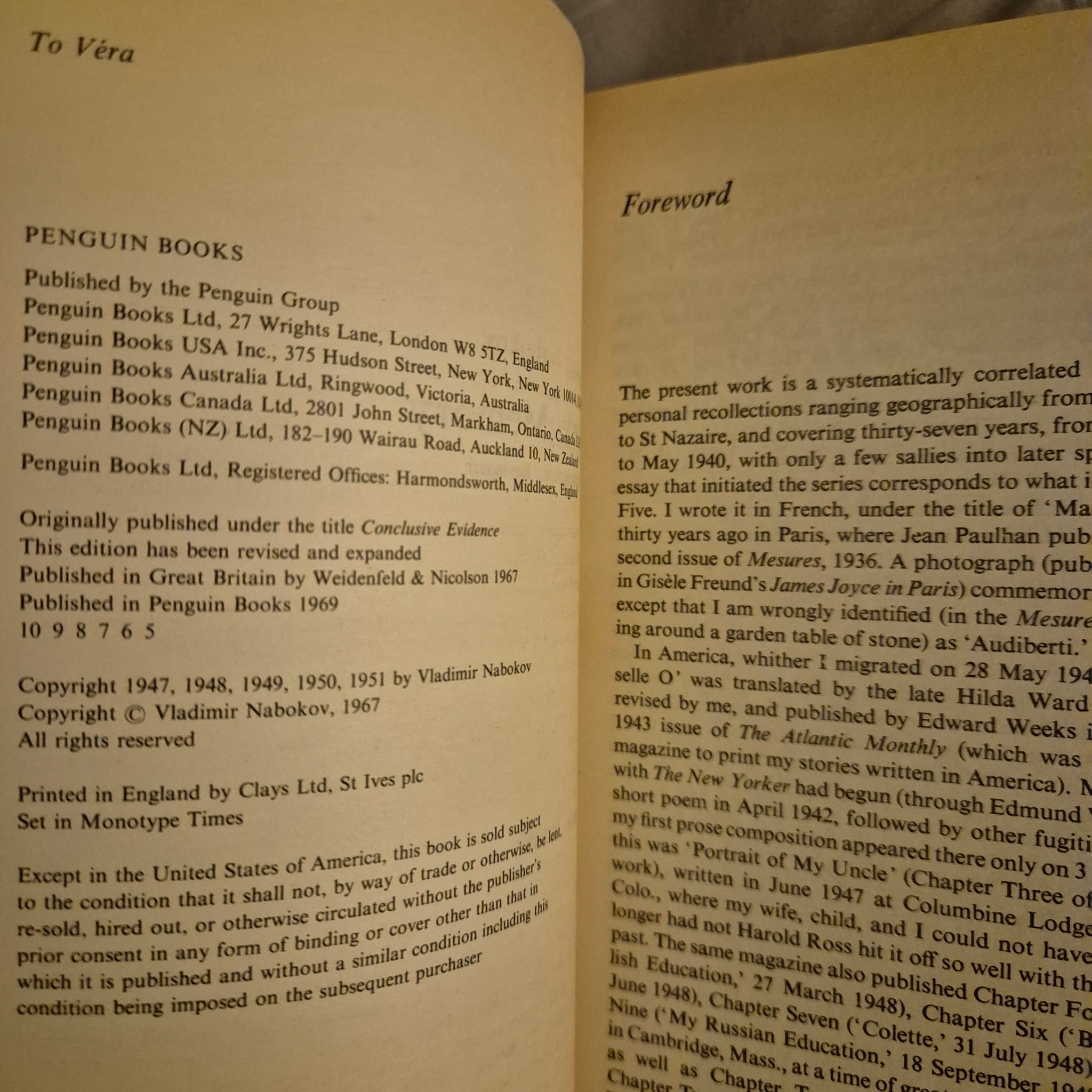 'Speak, Memory' by Vladimir Nabokov