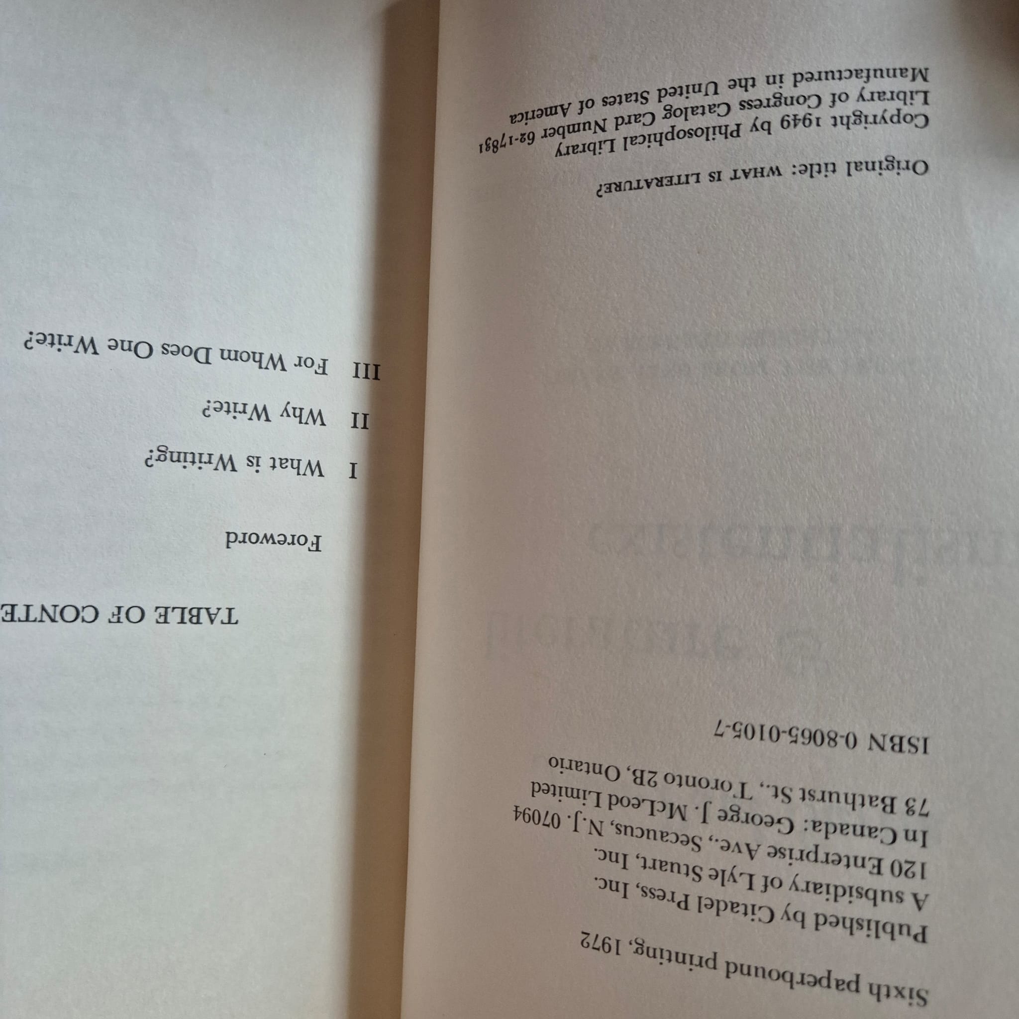 'Literature and Existentialism' by Jean-Paul Sartre
